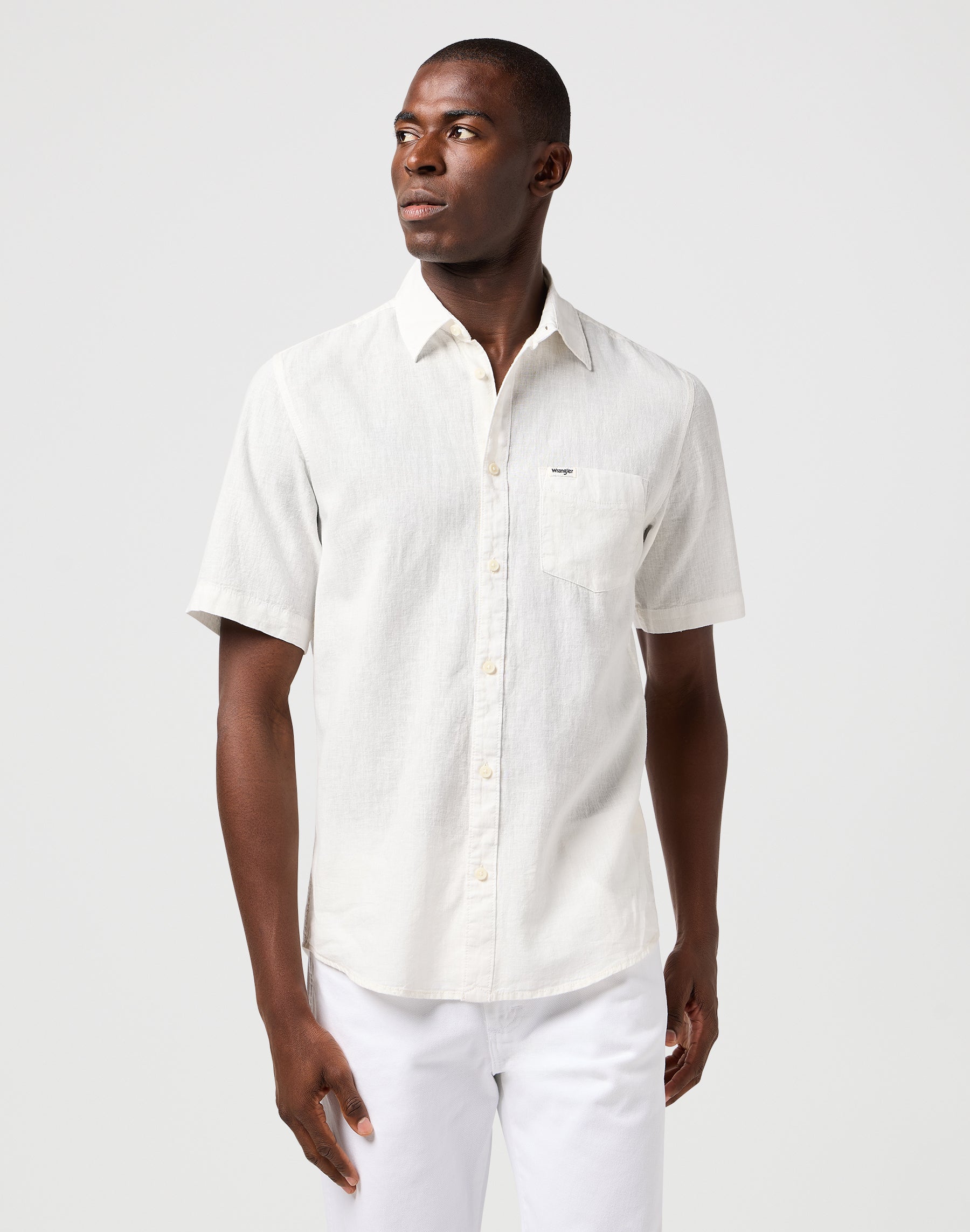 Ss 1 Pkt Shirt in White Hemden Wrangler
