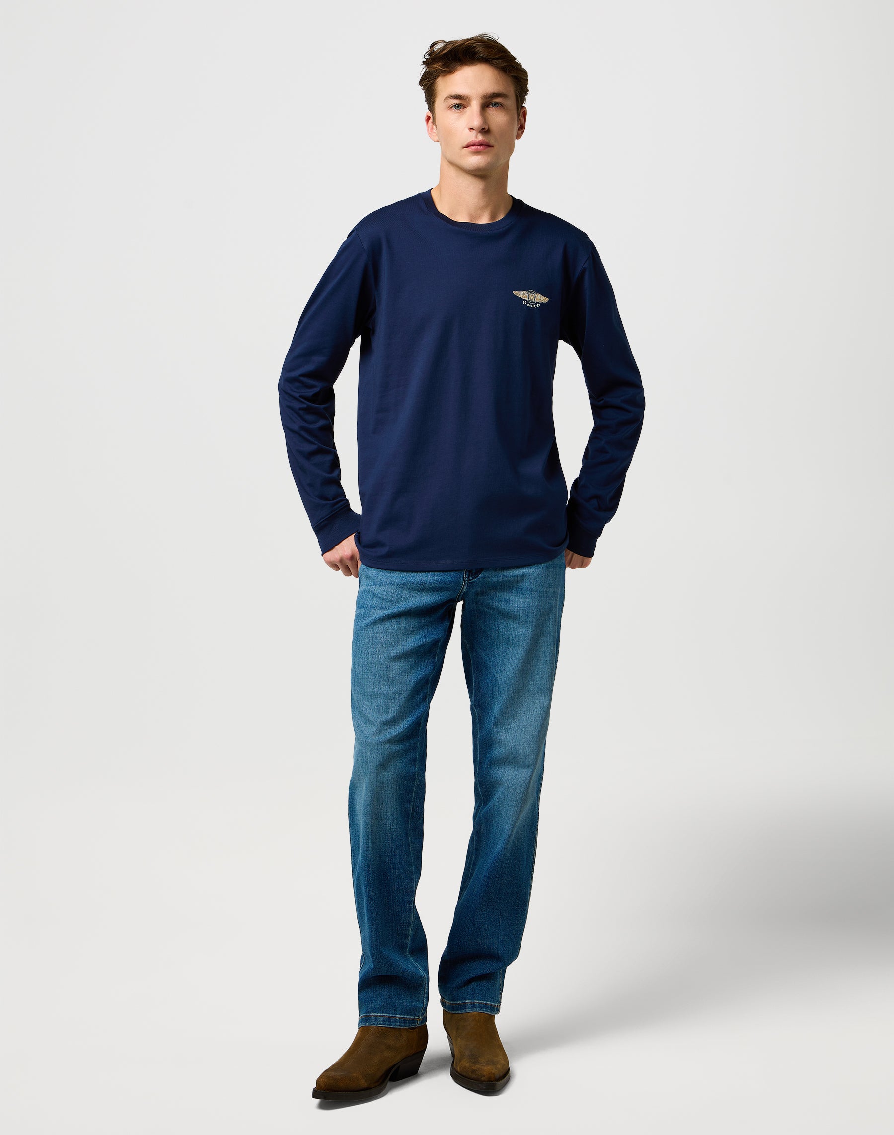 Ls Americana Tee in Navy T-Shirts Wrangler