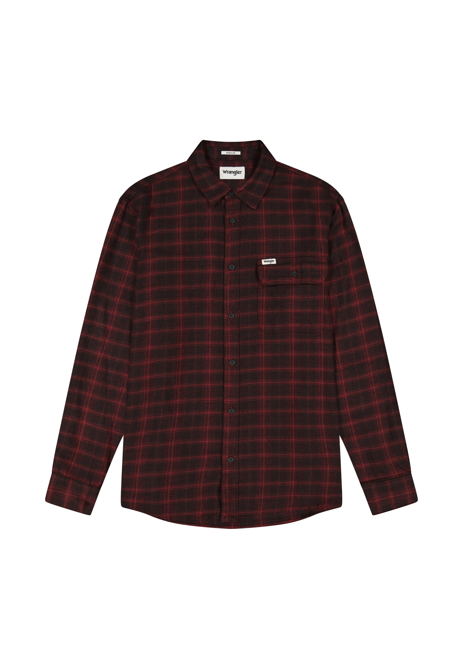 1 Pkt Flannel Shirt in Black Wine Hemden Wrangler