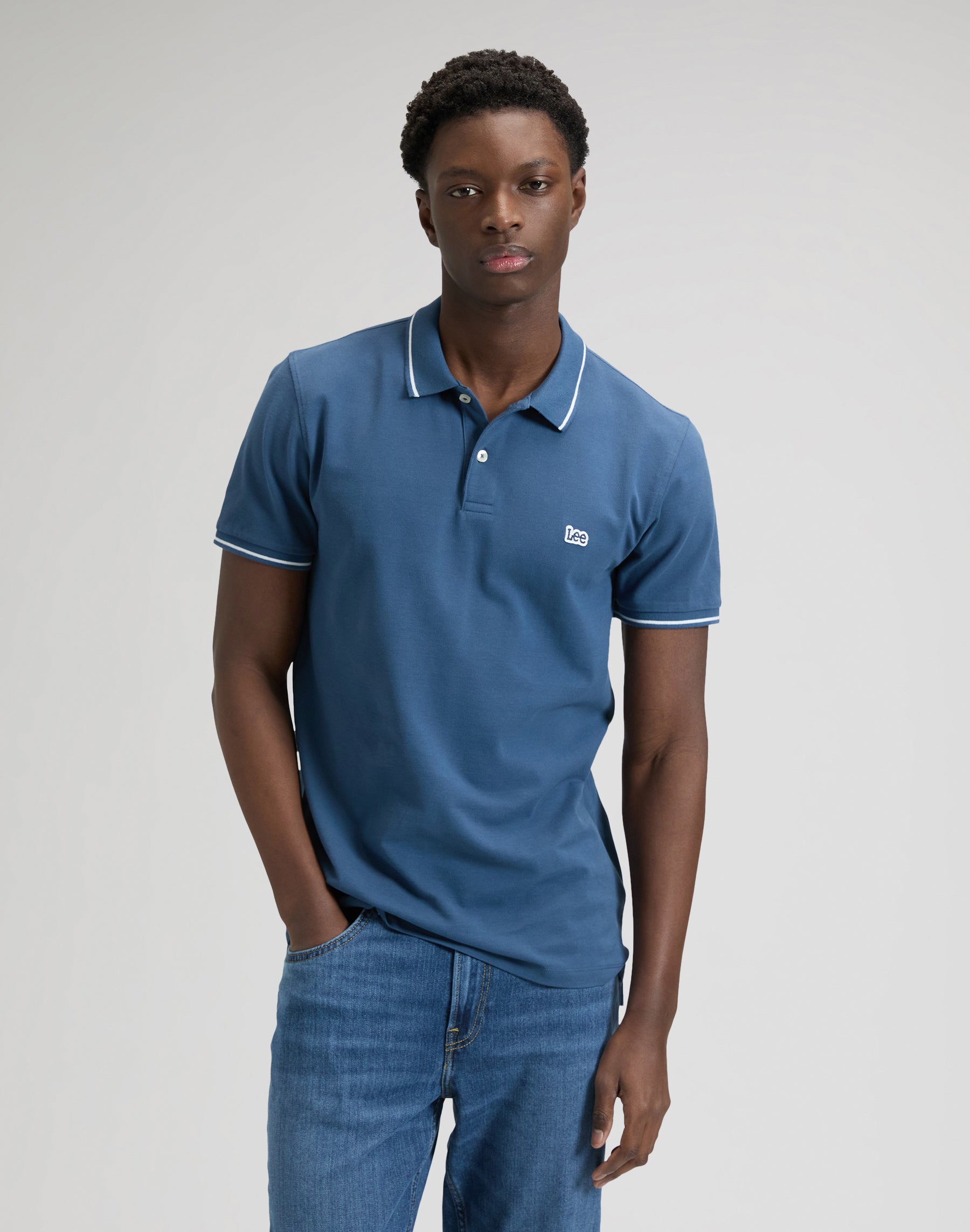 Pique Polo in Academy Blue