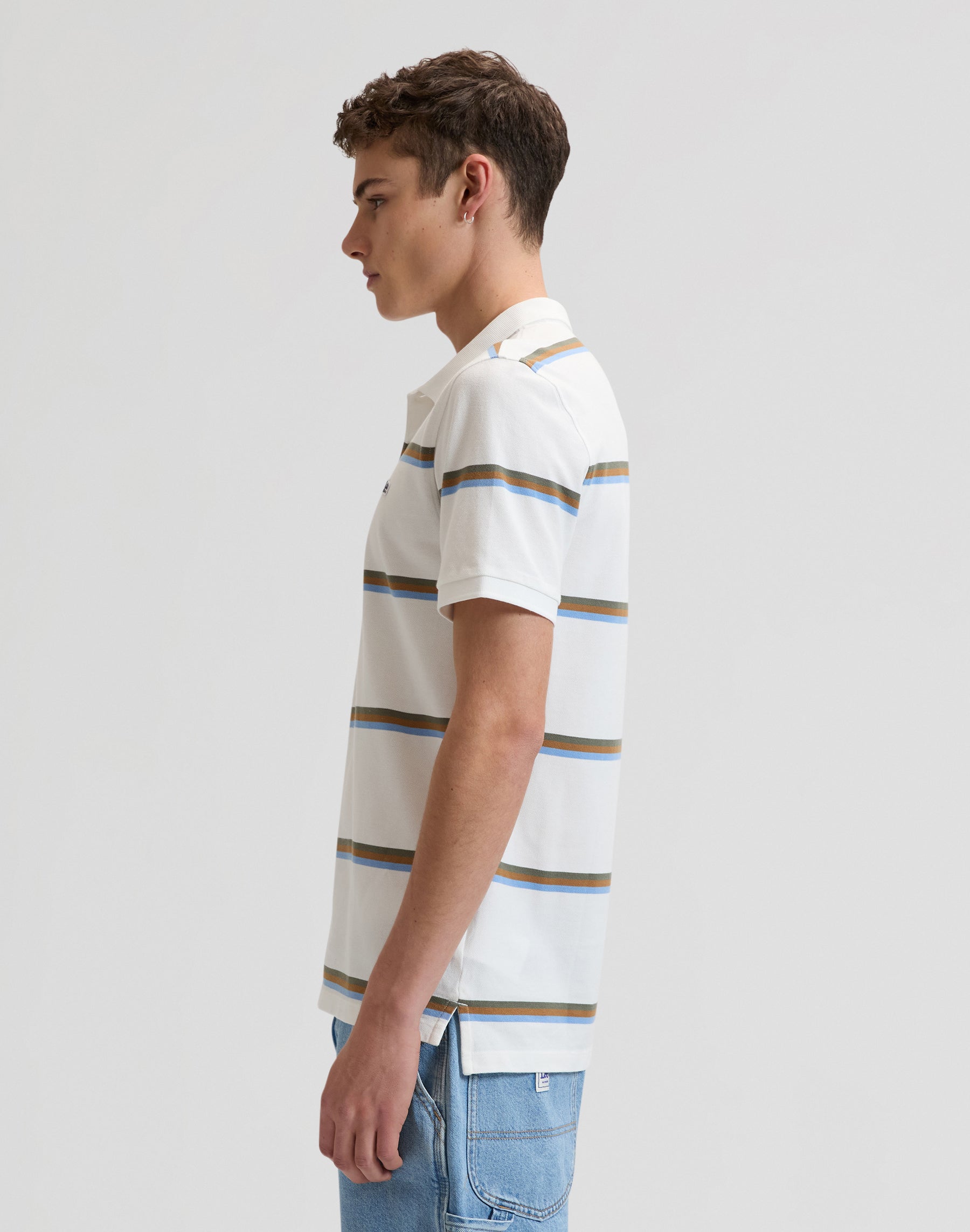 Pique Polo in Halogen Safari Stripe