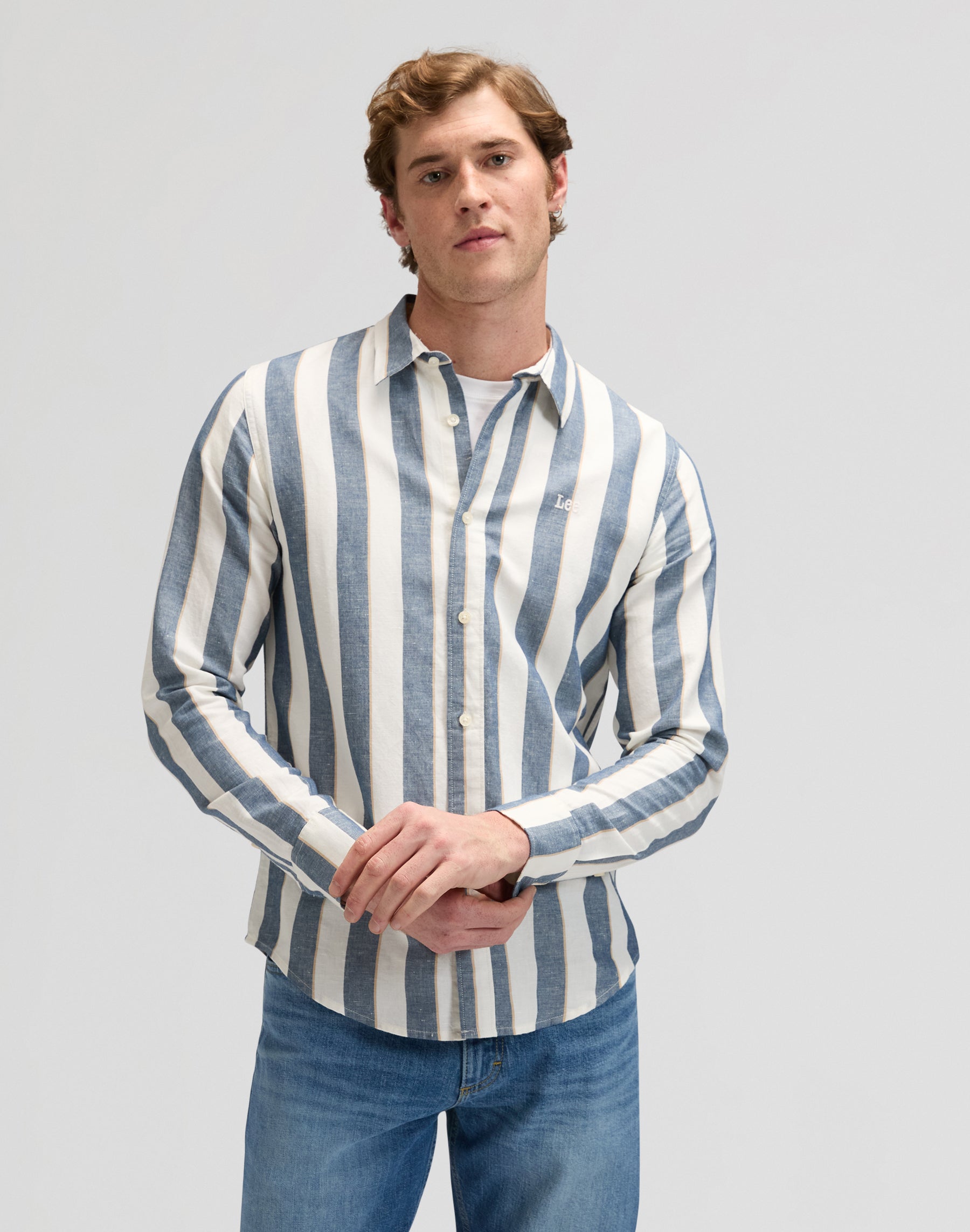Lee Shirt in Academy Blue Stripe Hemden Lee