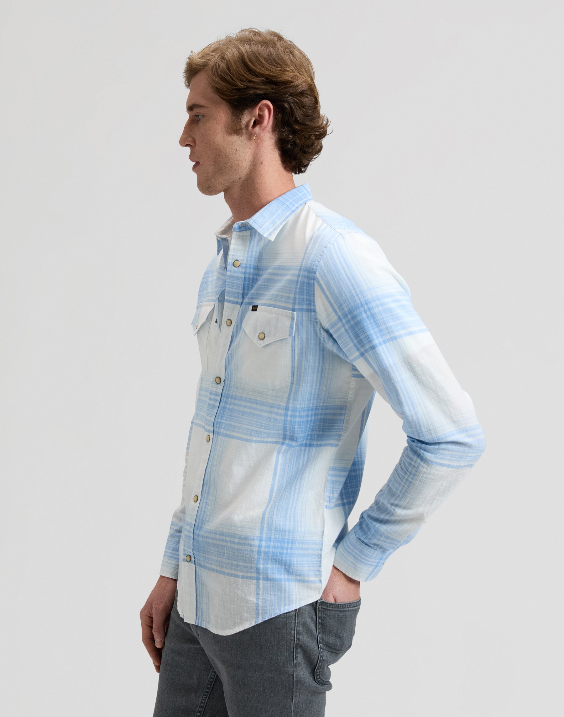 Clean Western Shirt in Halogen Ombre Plaid