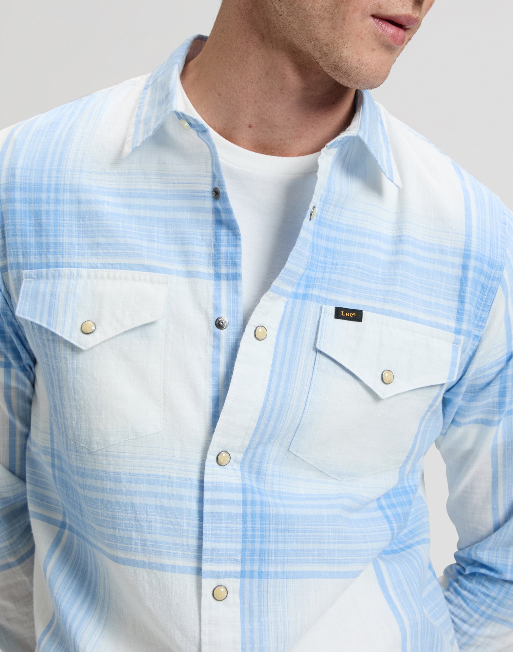 Clean Western Shirt in Halogen Ombre Plaid