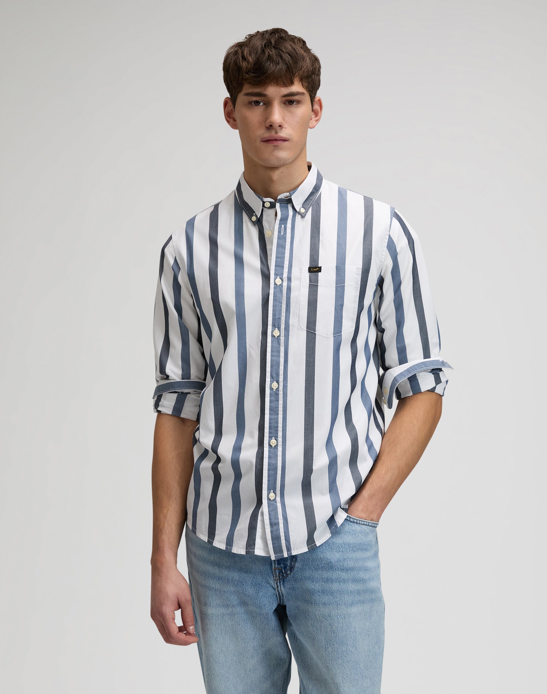 Lee Button Down in Tonal Rivet Navy Stripe Hemden Lee
