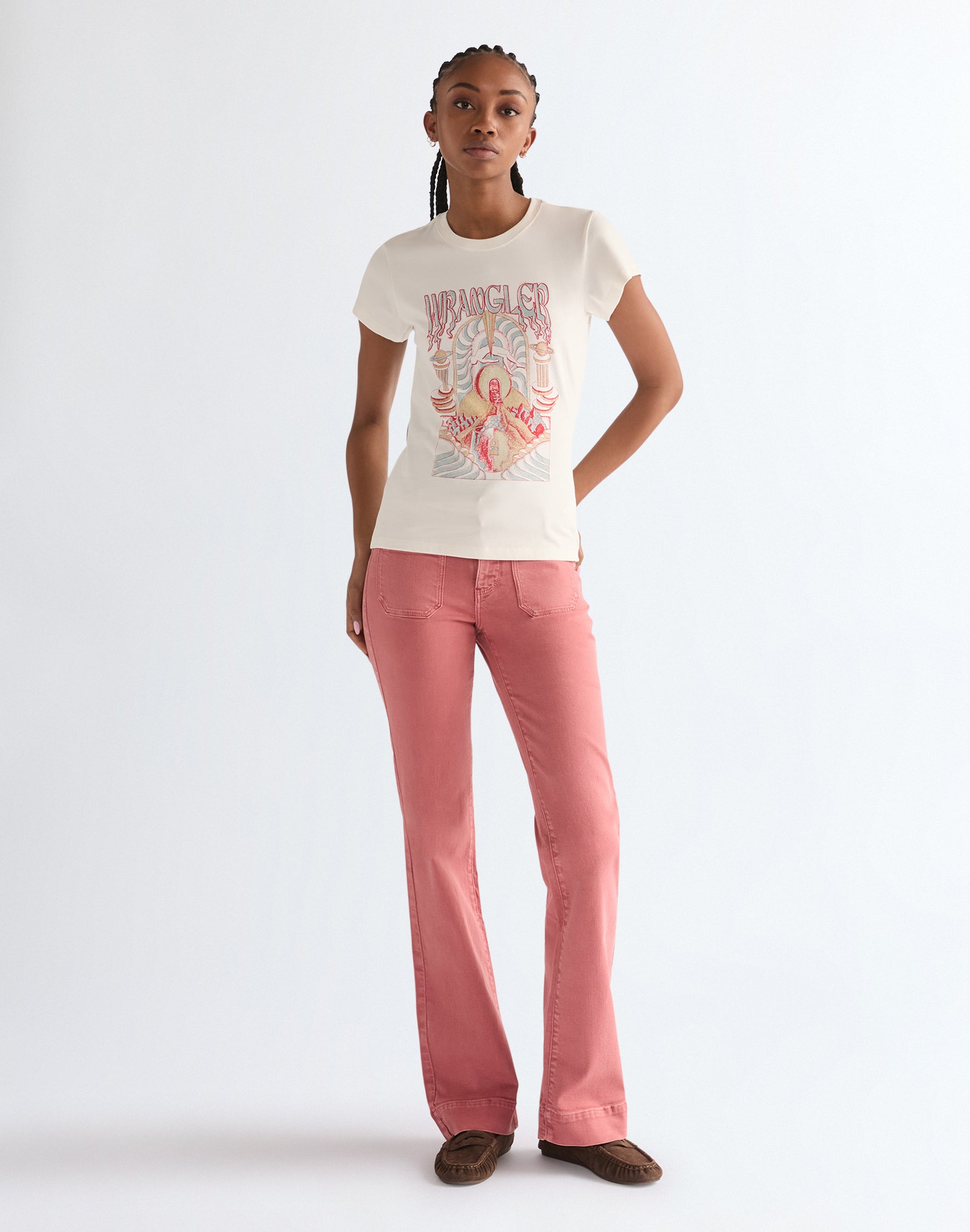 Shrunken Band Tee in Worn White T-Shirts Wrangler