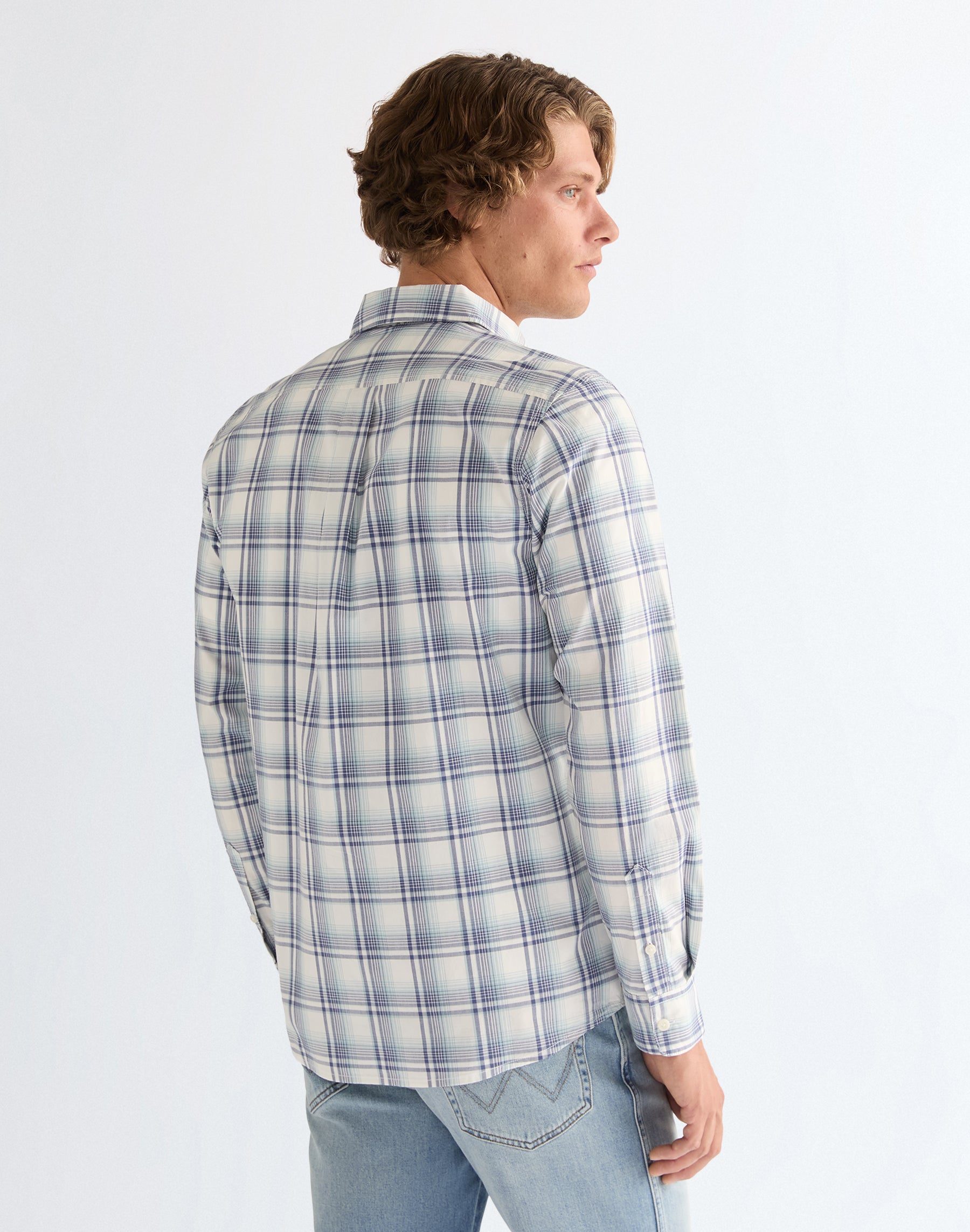 1 Pocket Shirt in Blue White Hemden Wrangler