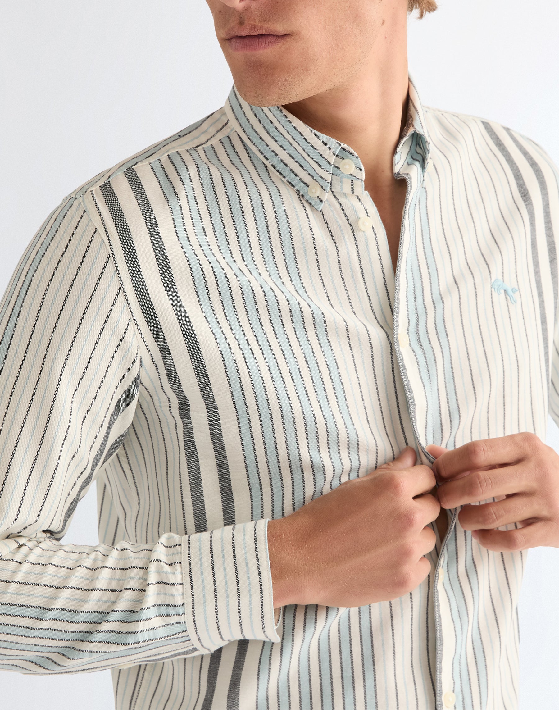 Oxford Shirt in White Blue Hemden Wrangler