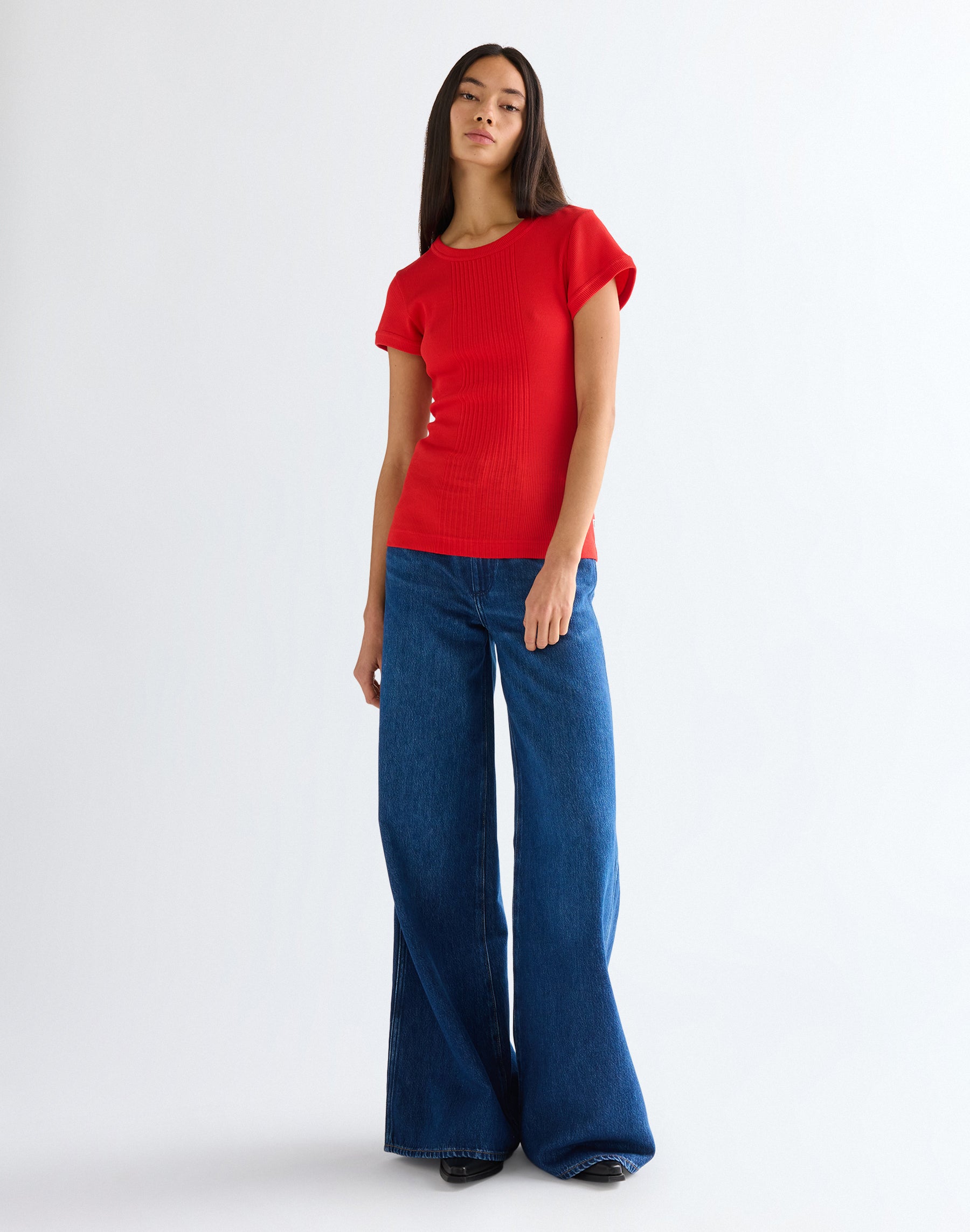 Capped Rib Shirt in Flame Scarlet T-Shirts Wrangler