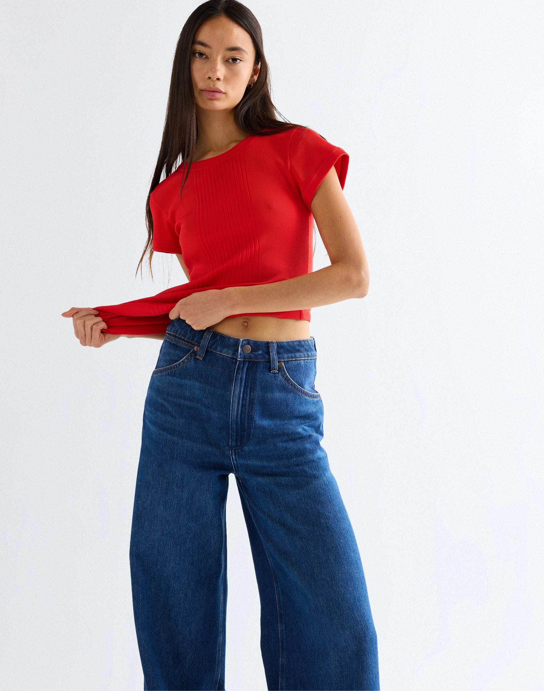 Capped Rib Shirt in Flame Scarlet T-Shirts Wrangler