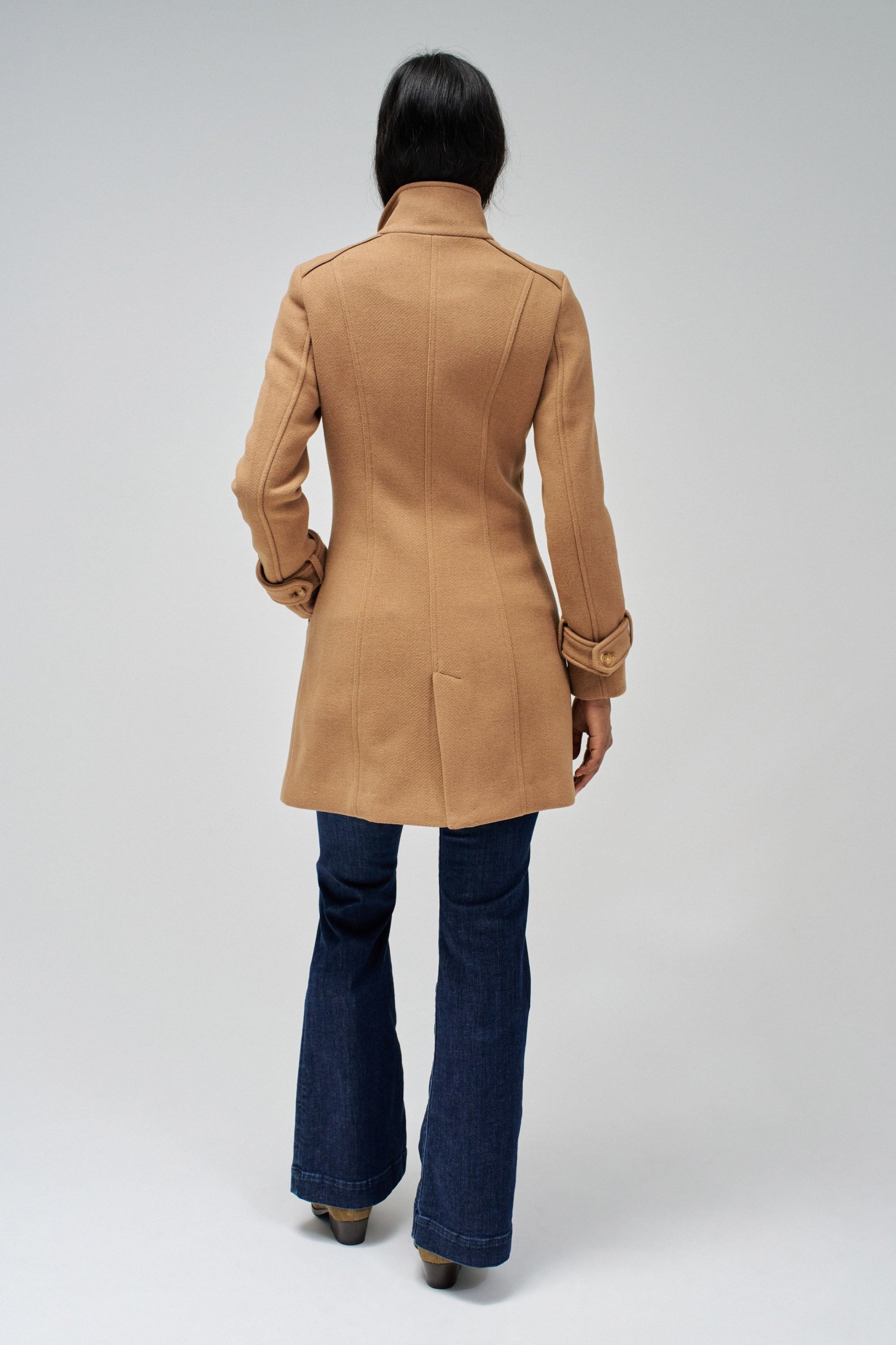 Grace Long Woolen Coat in Medium Beige Jacken Salsa Jeans