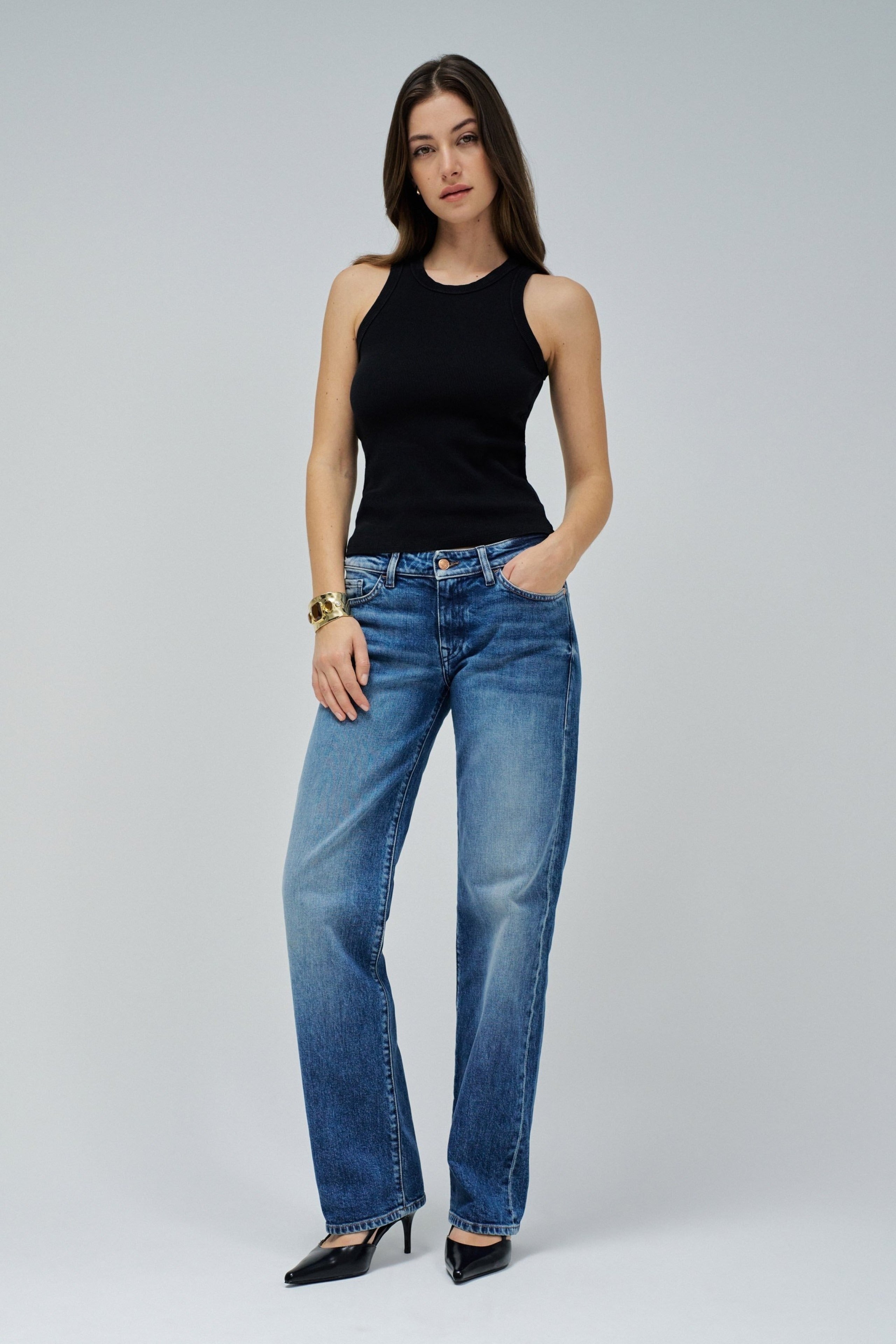Jeans Low Rise Straight in Medium Wash Jeans Salsa Jeans