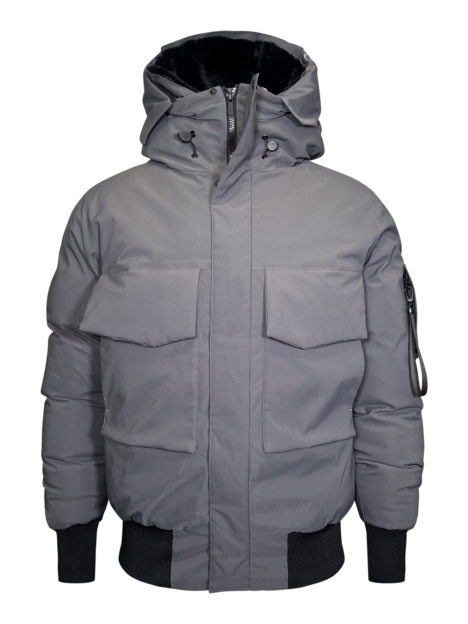 Hooded Bomber Jacket in Grey