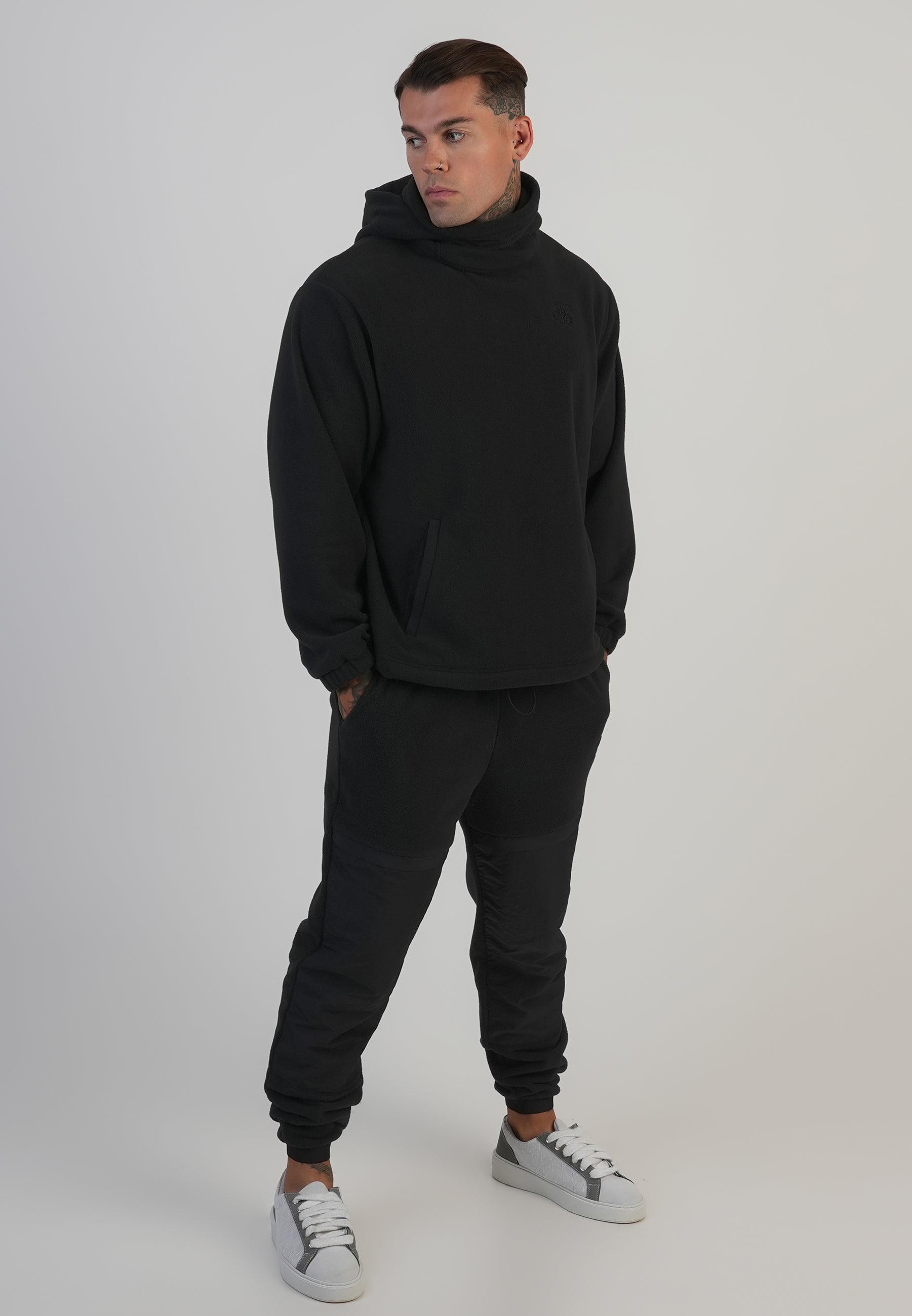 Polar Fleece Hoodie in Black Kapuzenpullover SikSilk
