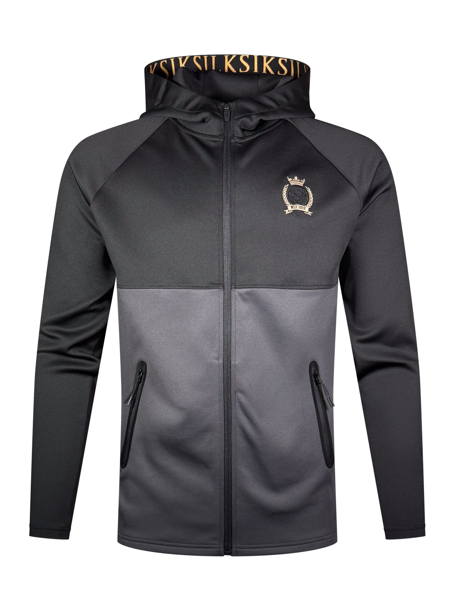 Full Zip Hoodie in Black, Grey Sweatjacken SikSilk