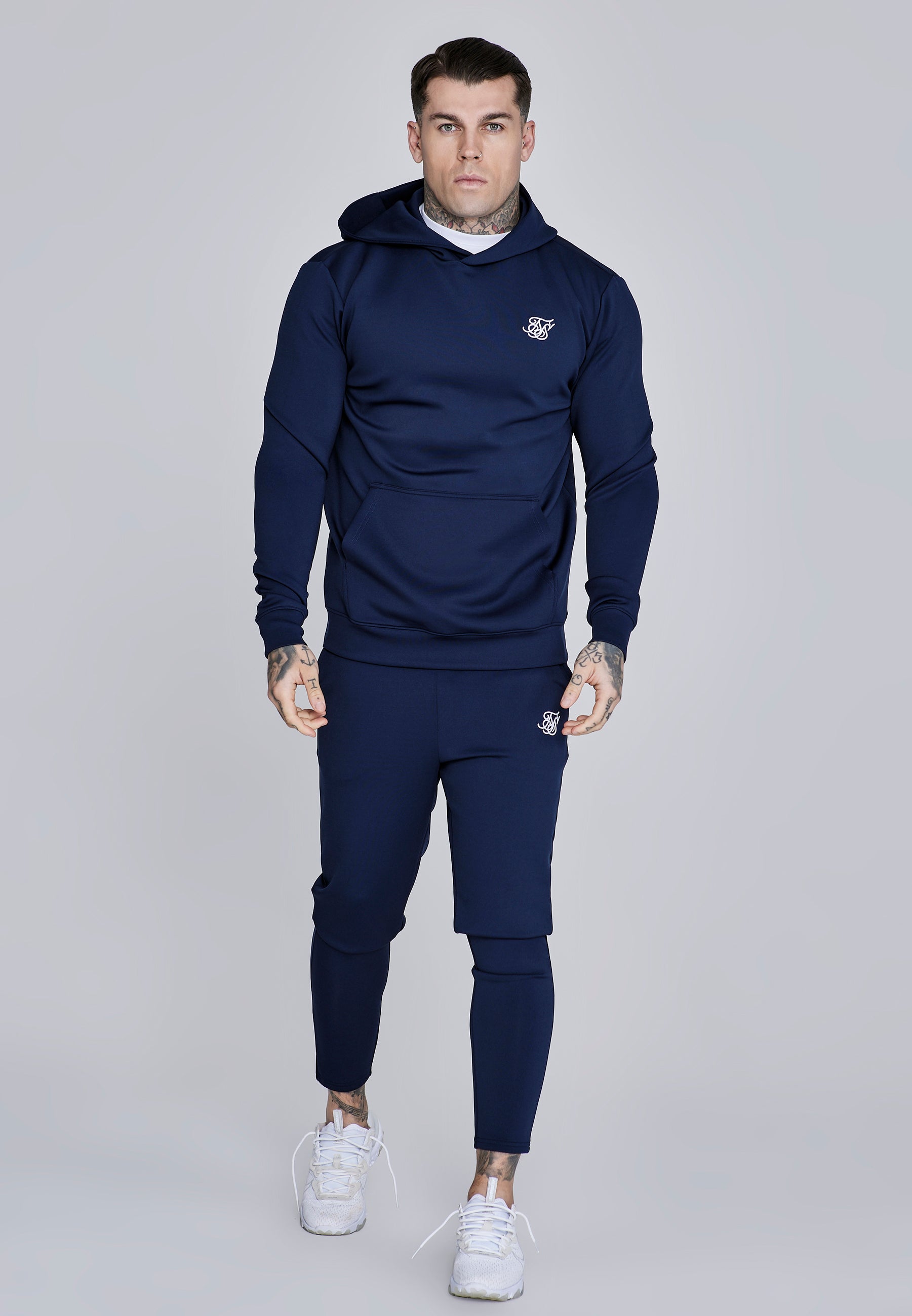 Essentials Poly Hoodie in Navy Kapuzenpullover SikSilk