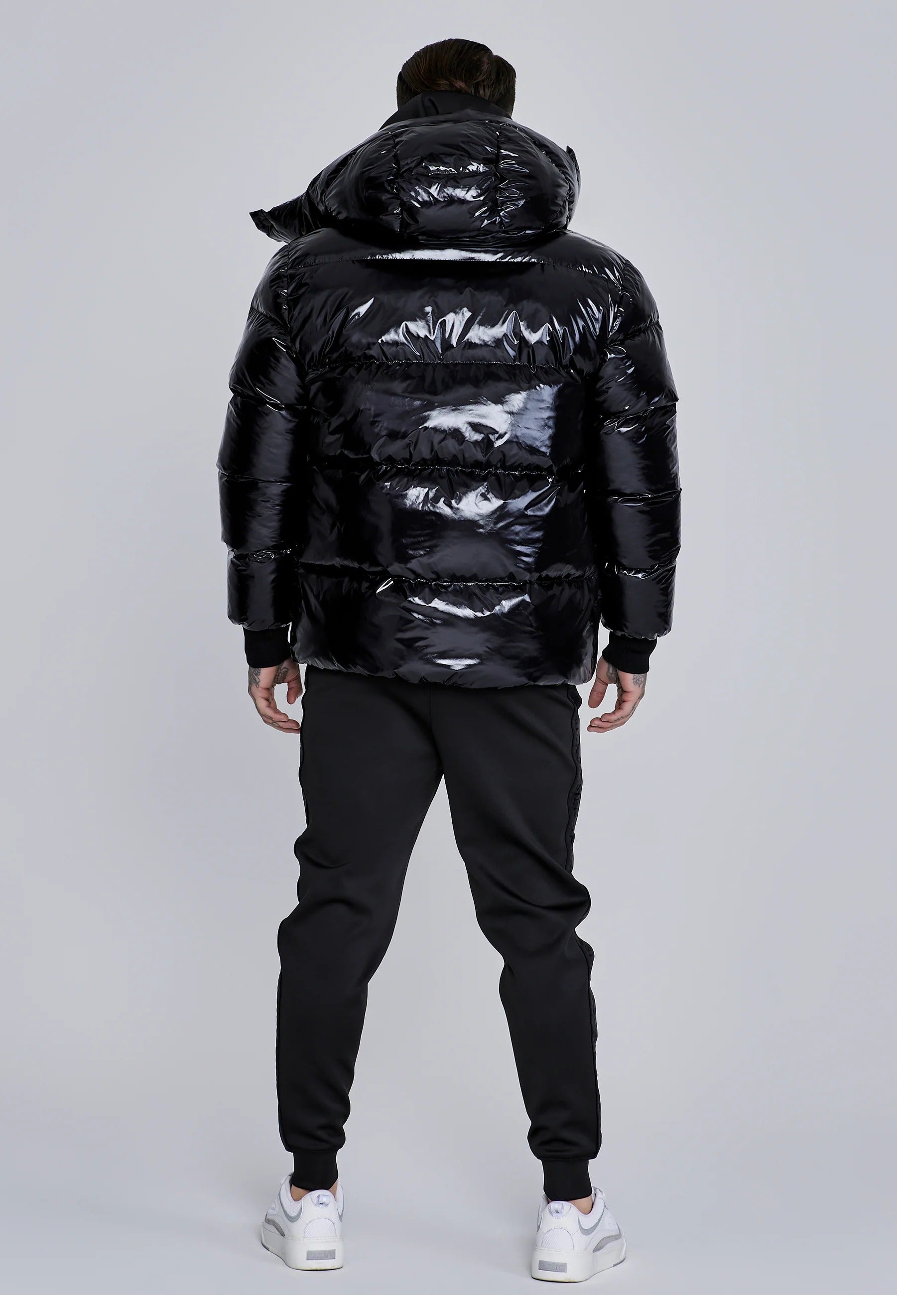 High Shine Puffer Jacket in Black