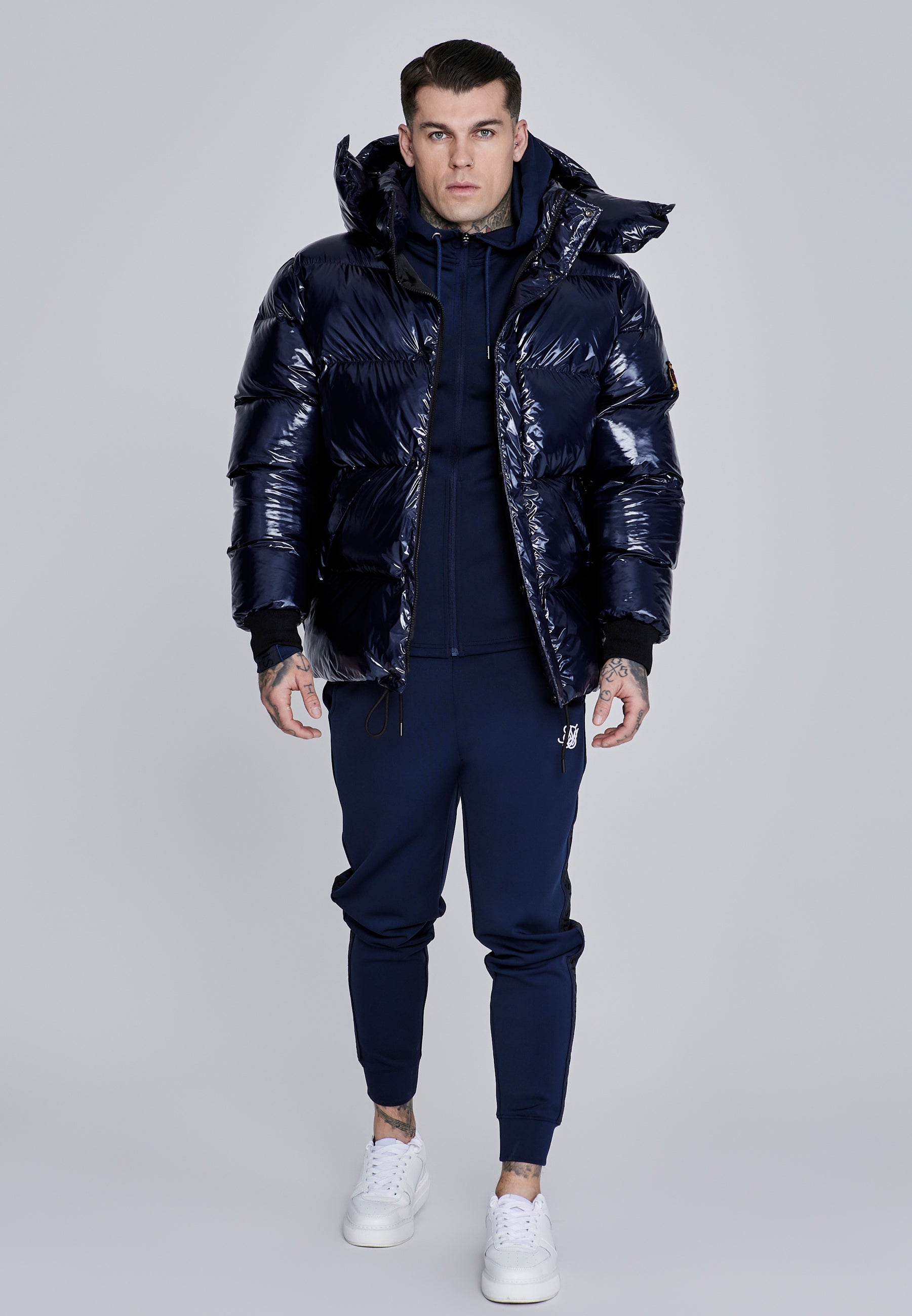 High Shine Puffer Jacket in Dark Navy Jacken SikSilk