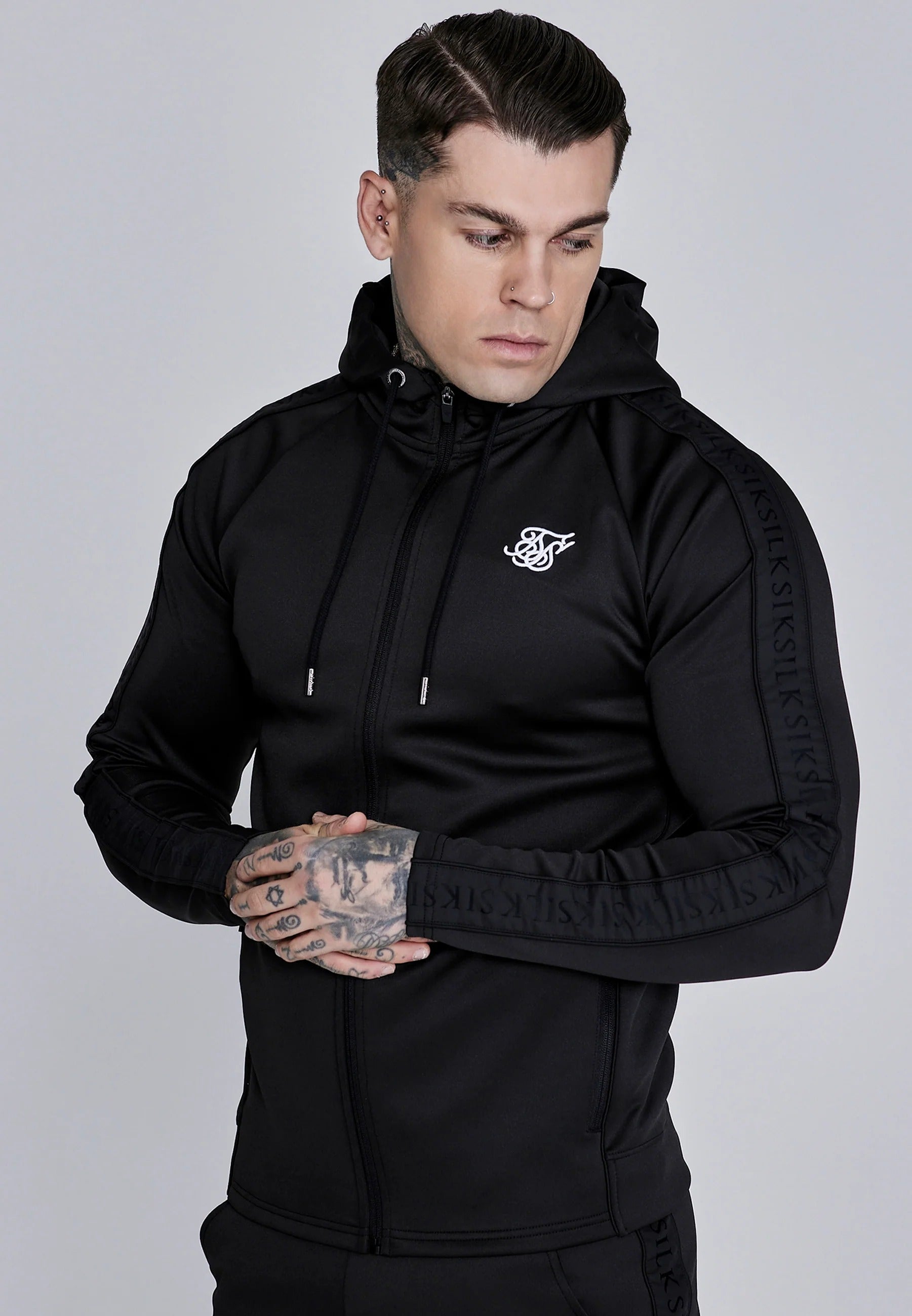 Hoodie And Joggers Set in Black Sets SikSilk