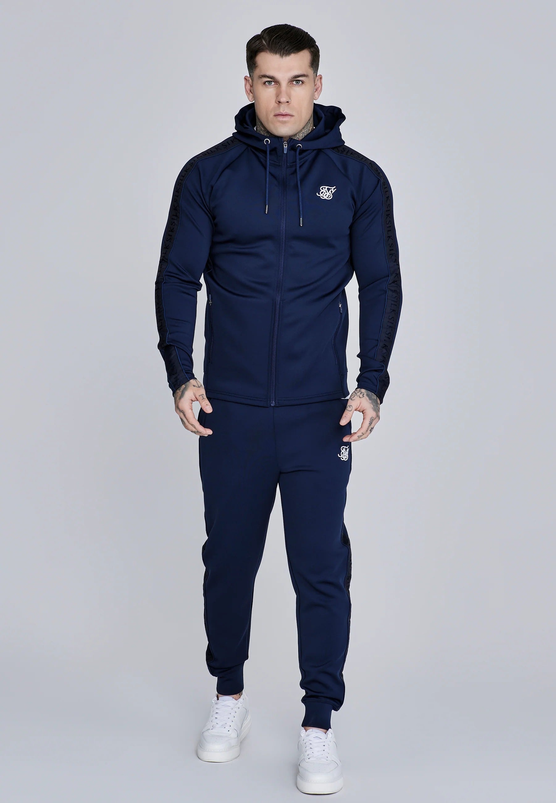 Hoodie And Joggers Set in Navy Sets SikSilk