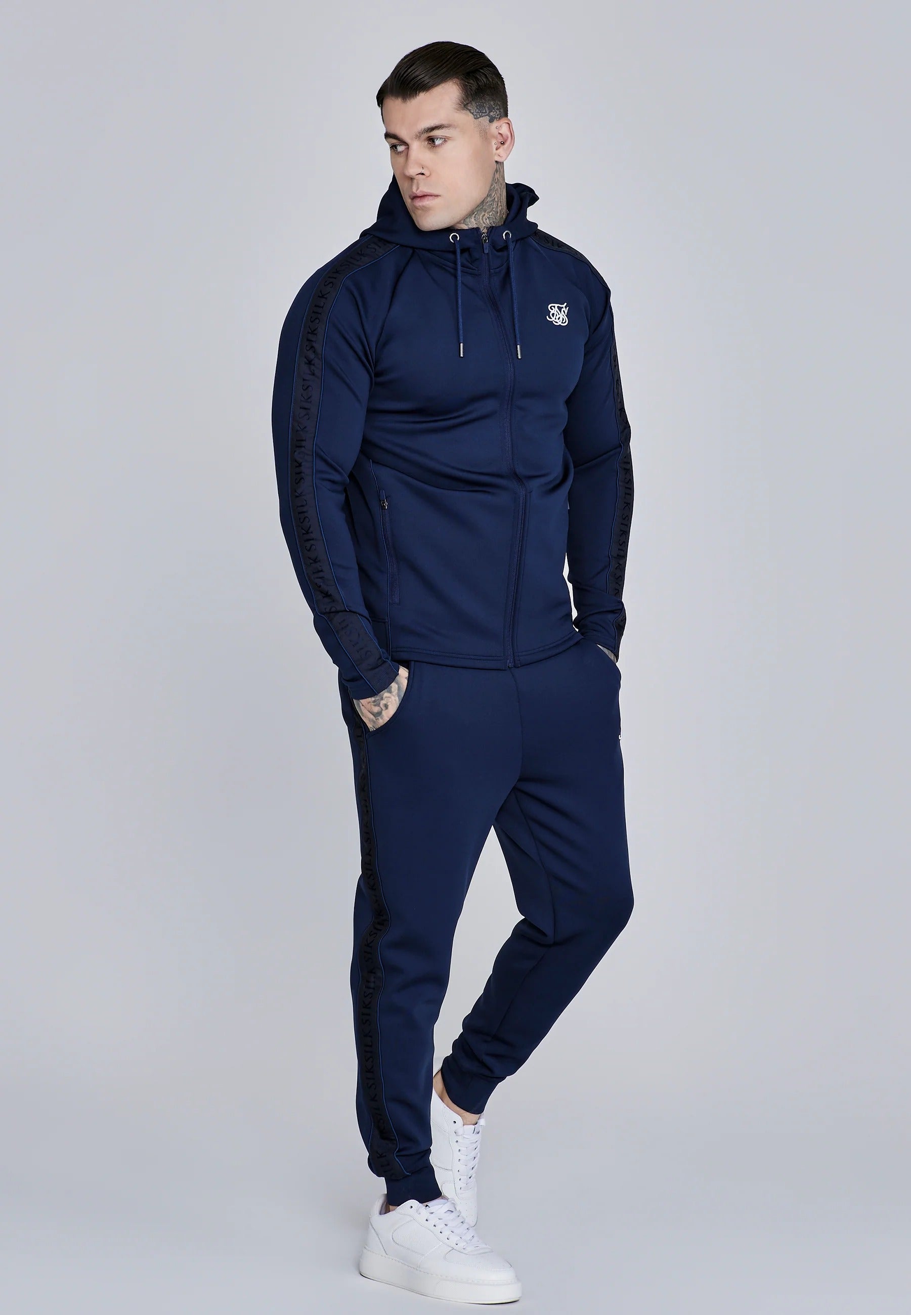 Hoodie And Joggers Set in Navy Sets SikSilk