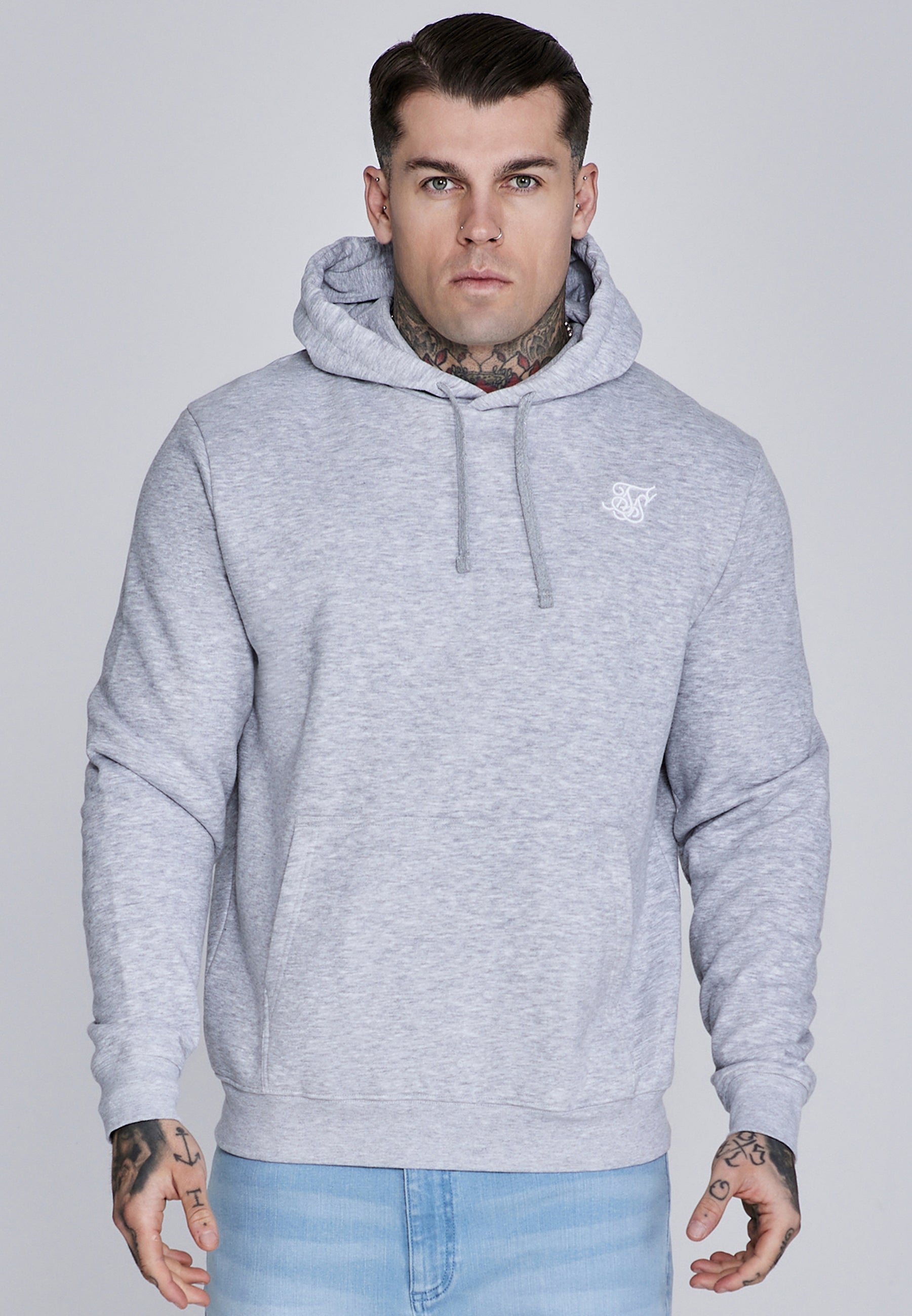 Essentials Hoodie in Grey Marl Kapuzenpullover SikSilk