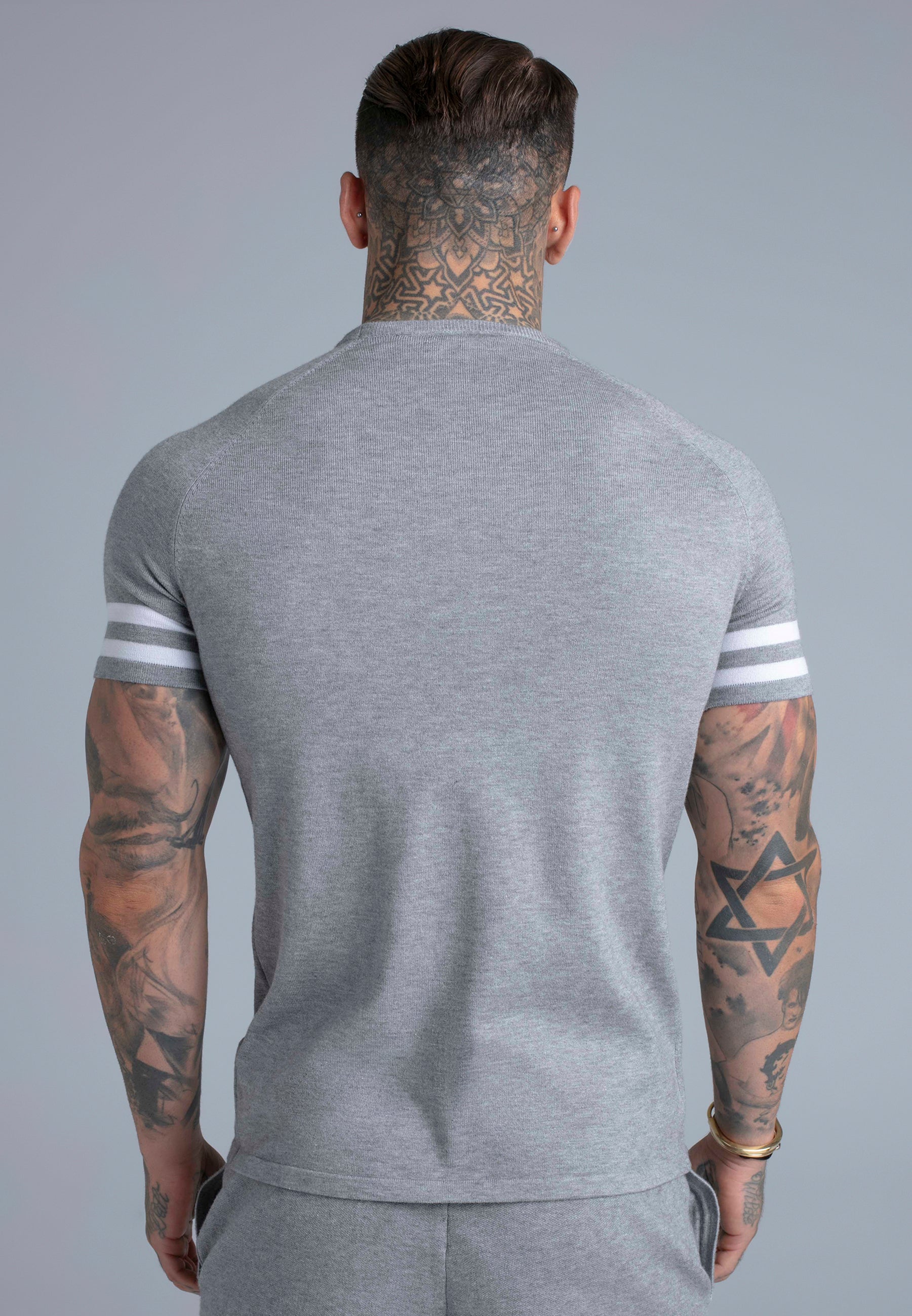 Knitted T-Shirt in Grey Marl