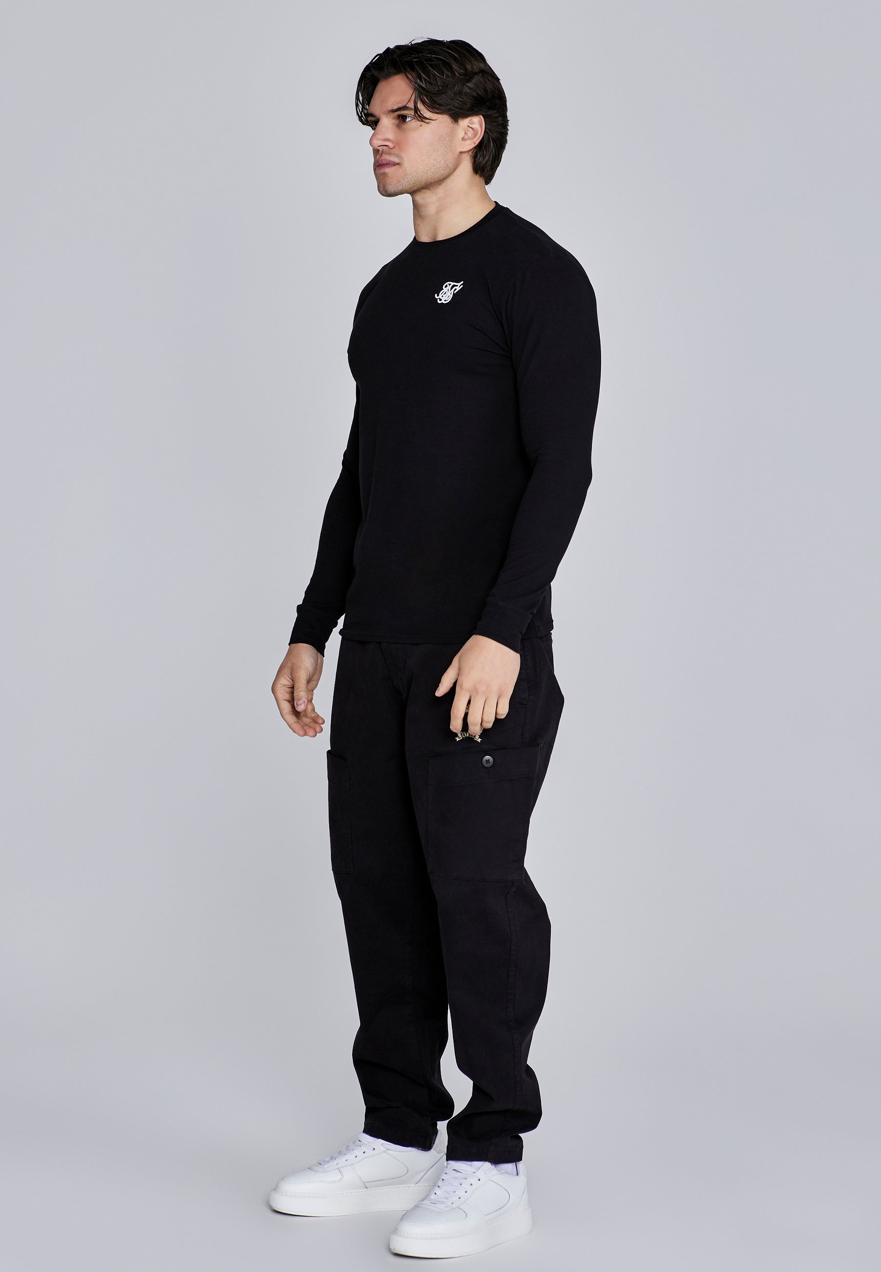 Essentials Long Sleeve T-Shirt in Black T-Shirts SikSilk