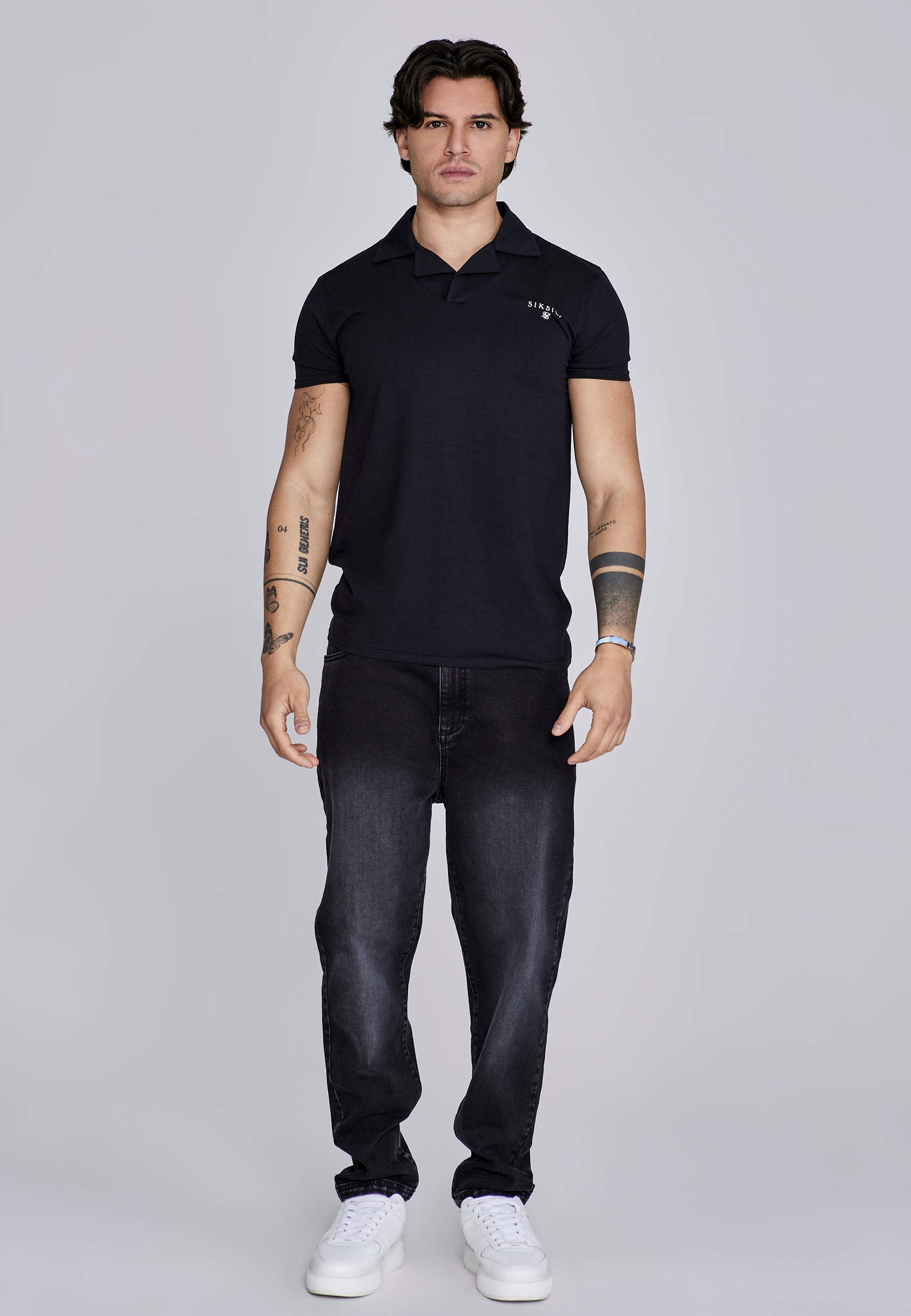 Revere Polo in Black T-Shirts SikSilk