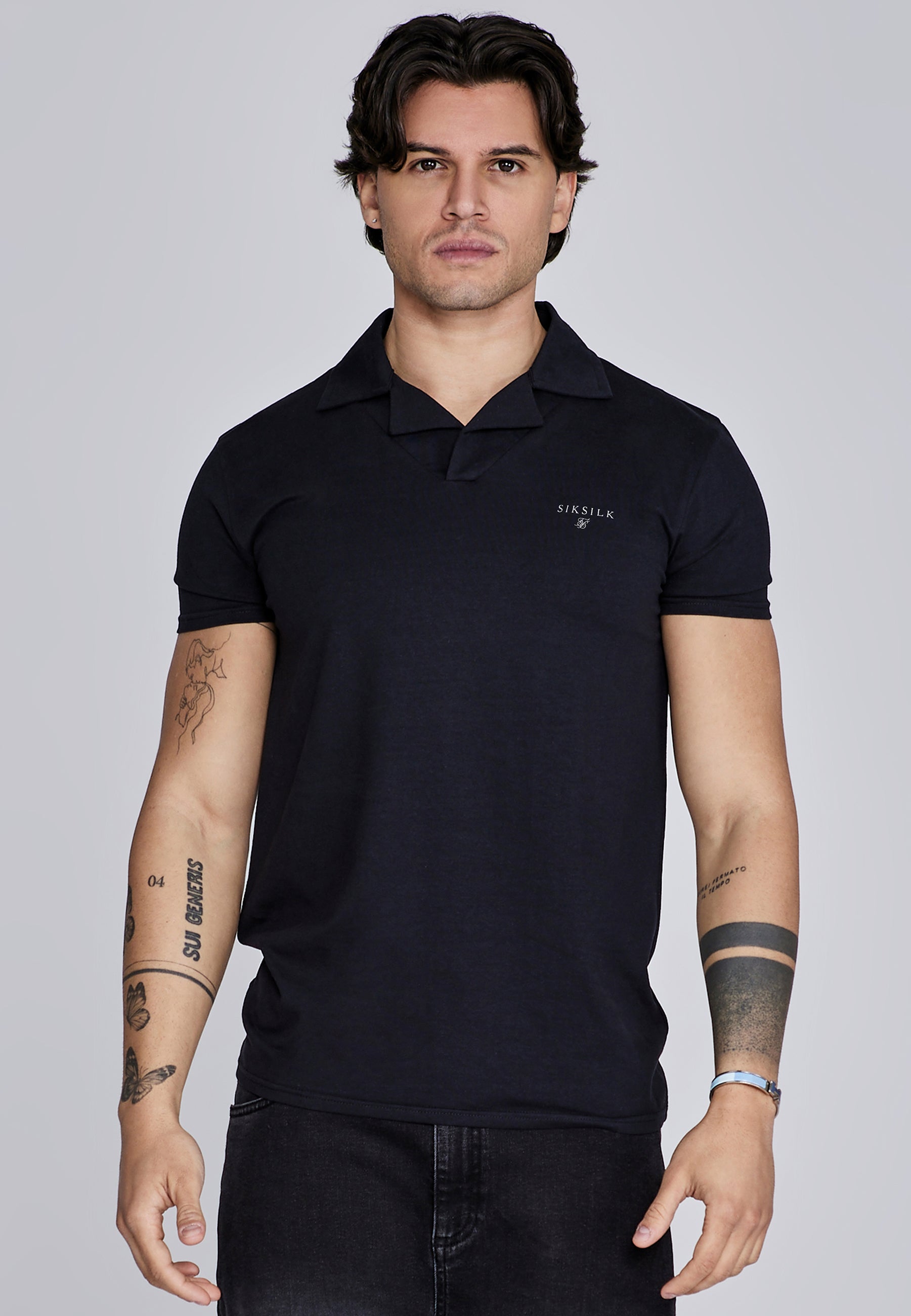 Revere Polo in Black T-Shirts SikSilk