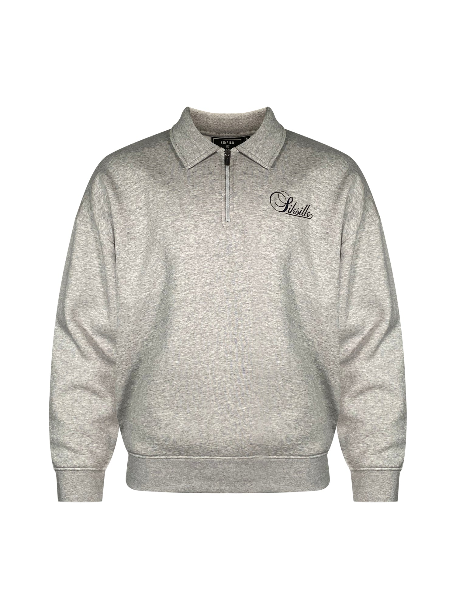 Essentials Polo Sweater in Grey Marl Sweatshirts SikSilk