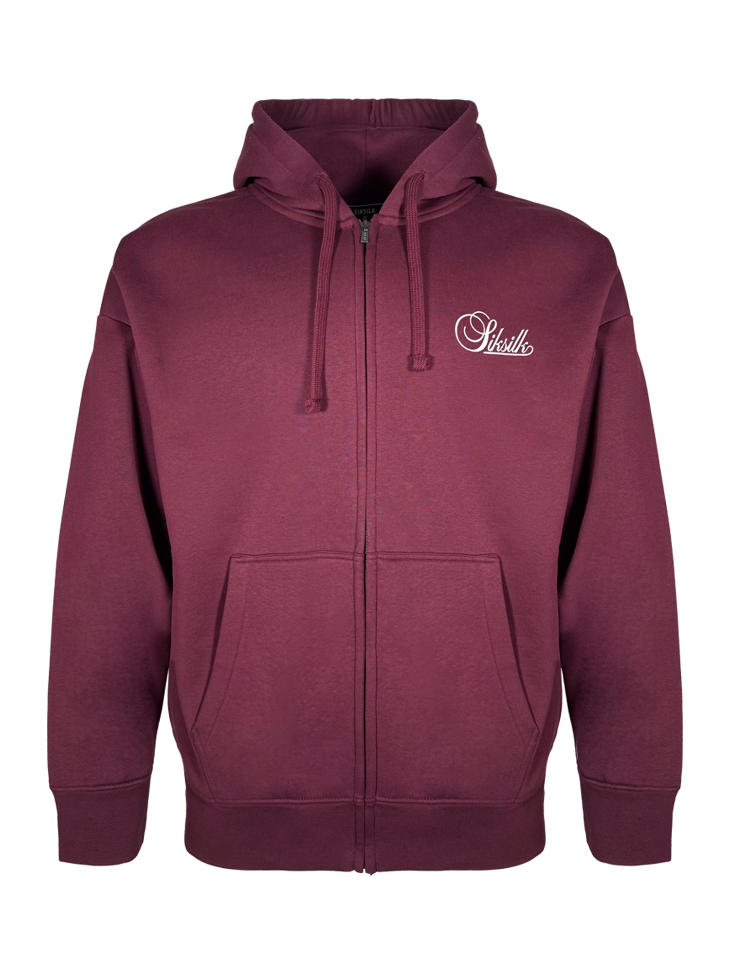 Essentials Full Zip Hoodie in Burgundy Sweatjacken SikSilk