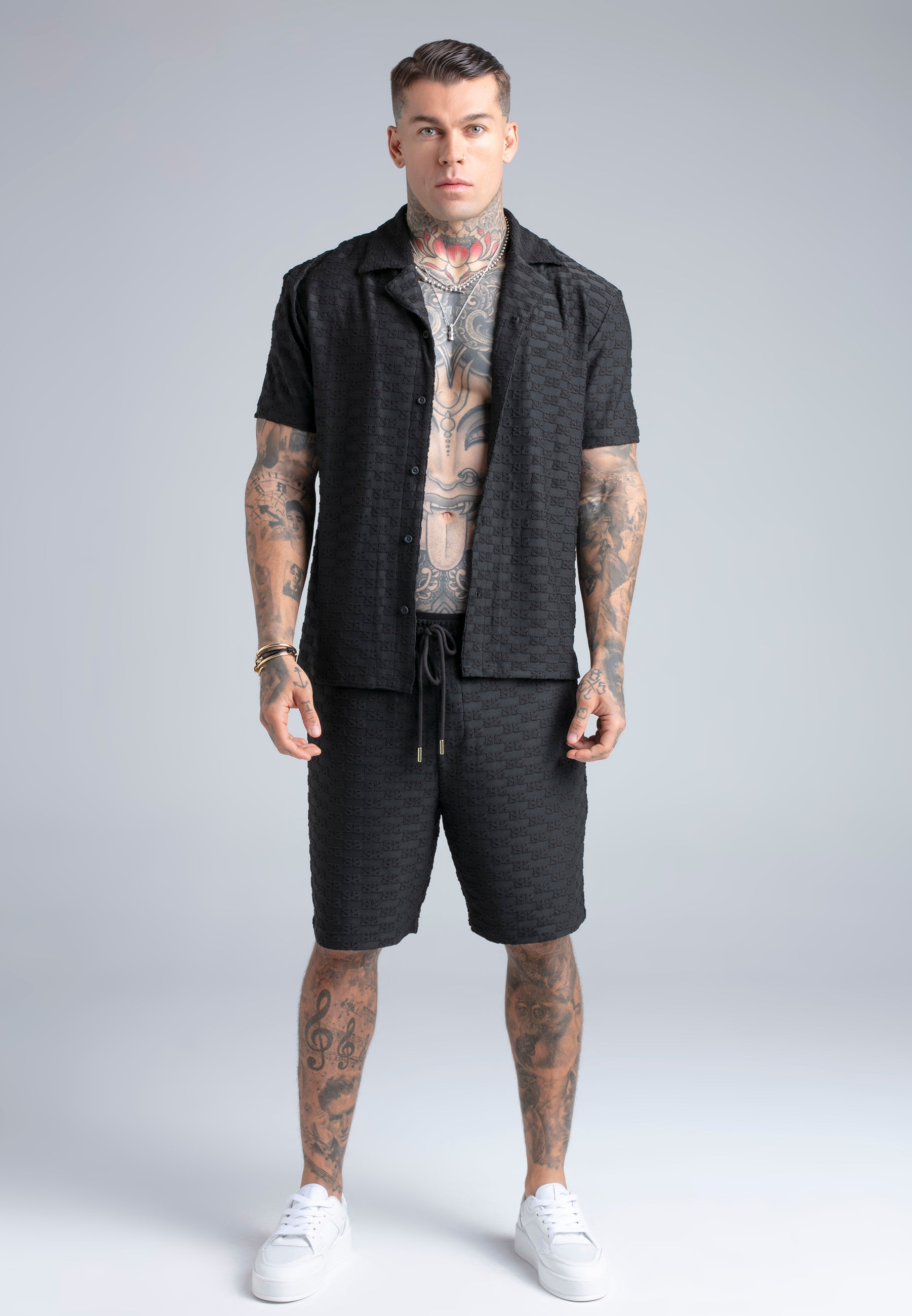 Towelling Shorts in Black Shorts SikSilk
