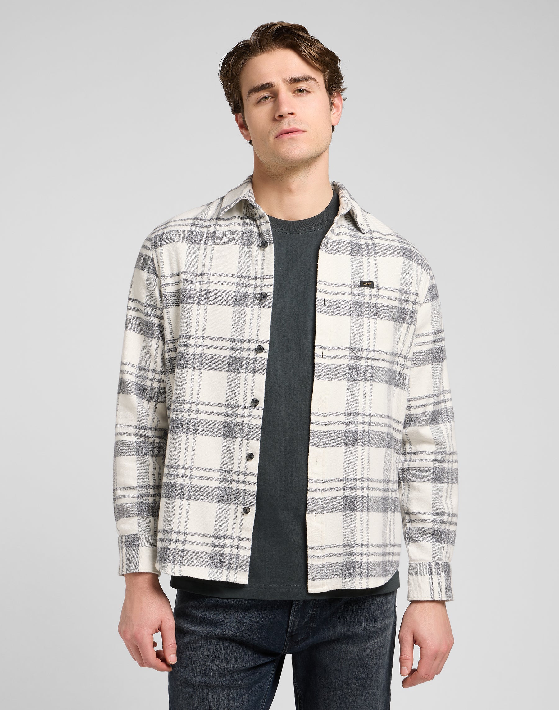 Mercantile Shirt in Painter Gray Jaspe Plaid Hemden Lee