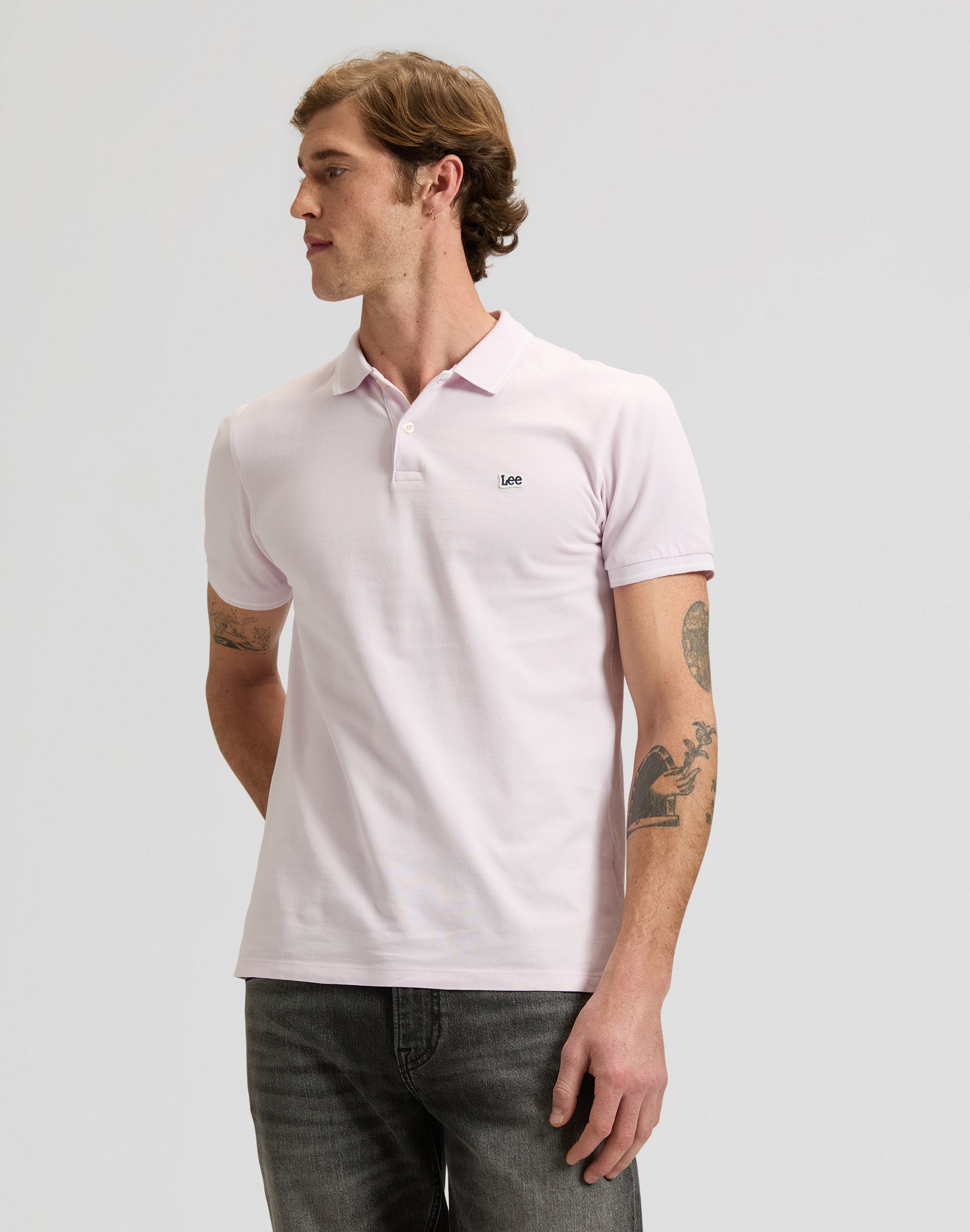 Pique Polo in Light Icy Pink