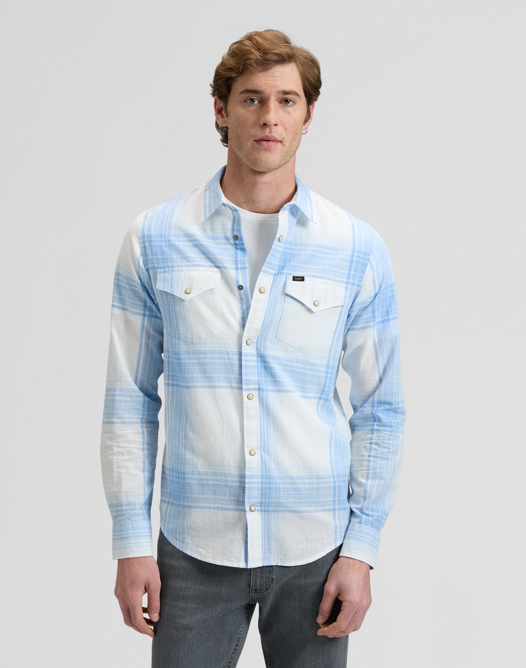 Clean Western Shirt in Halogen Ombre Plaid