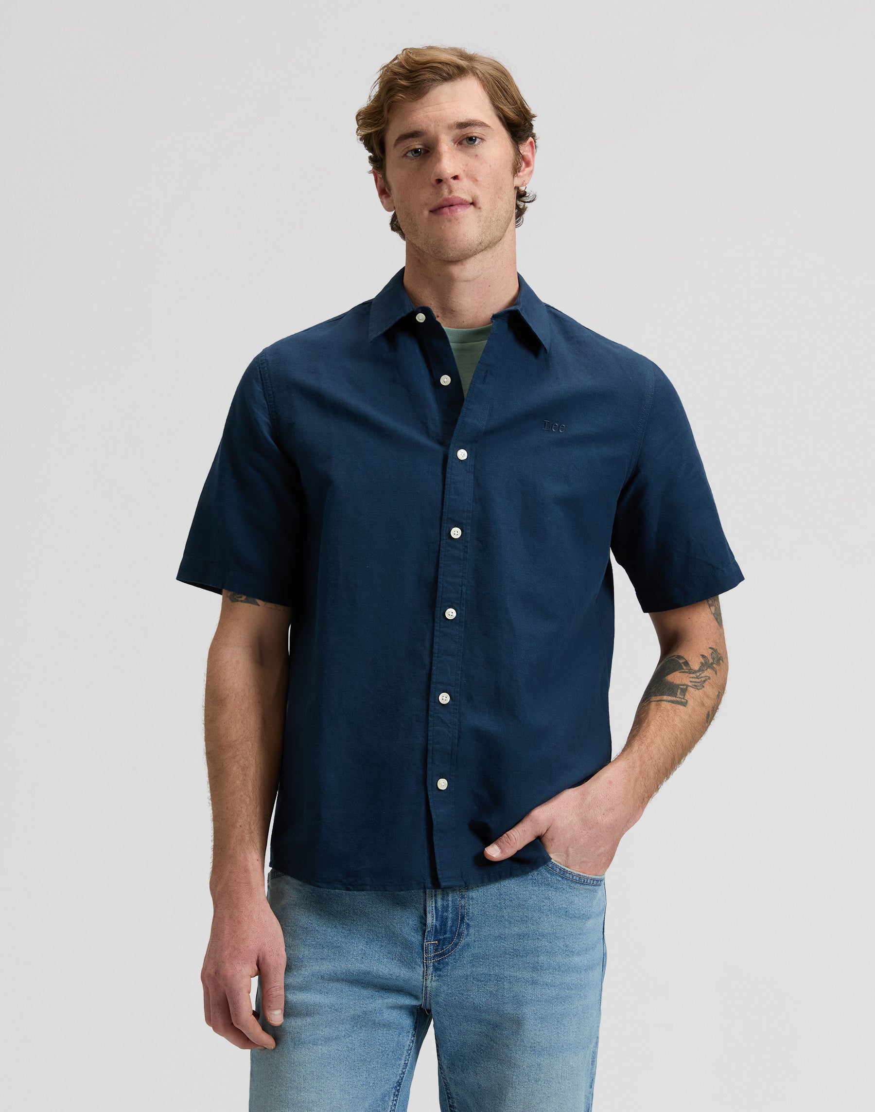 Ss Lee Shirt in Rivet Navy Hemden Lee