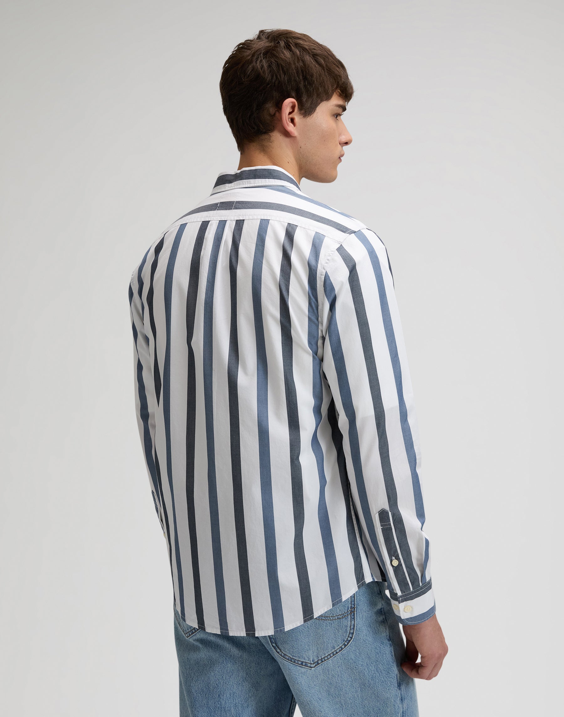 Lee Button Down in Tonal Rivet Navy Stripe