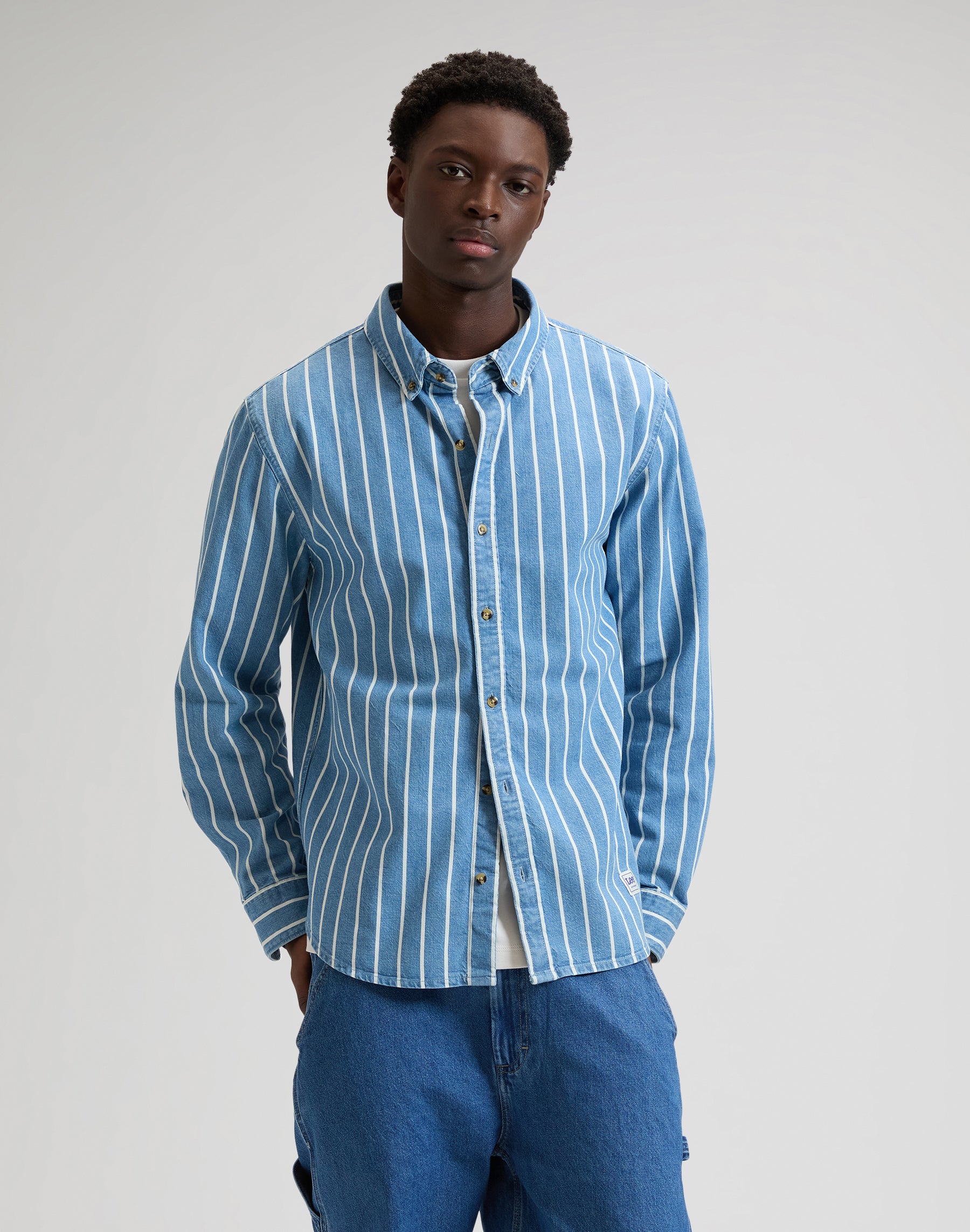 Workwear Button Down in Denim Stripe Hemden Lee