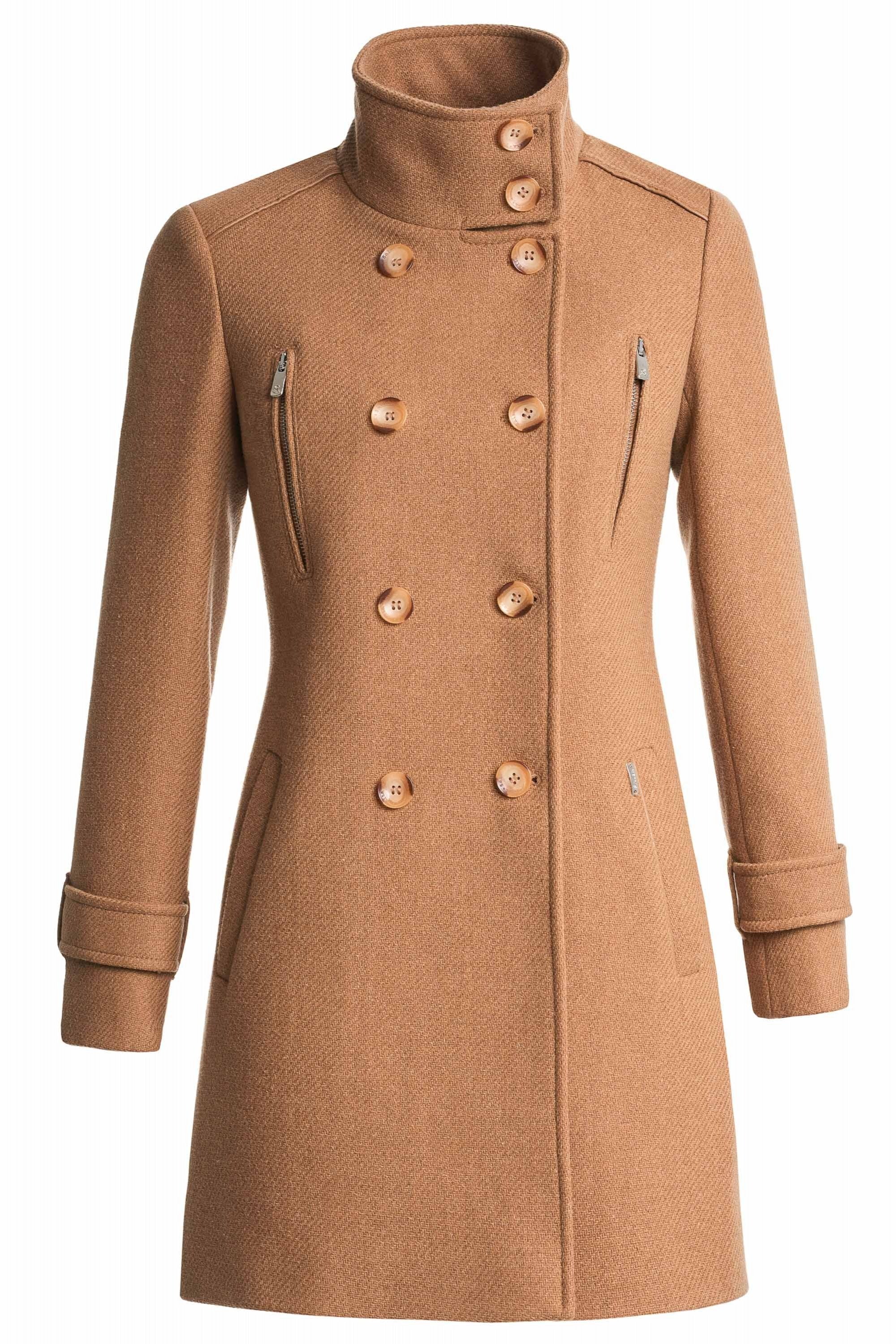 Grace Long Woolen Coat in Medium Beige Jacken Salsa Jeans