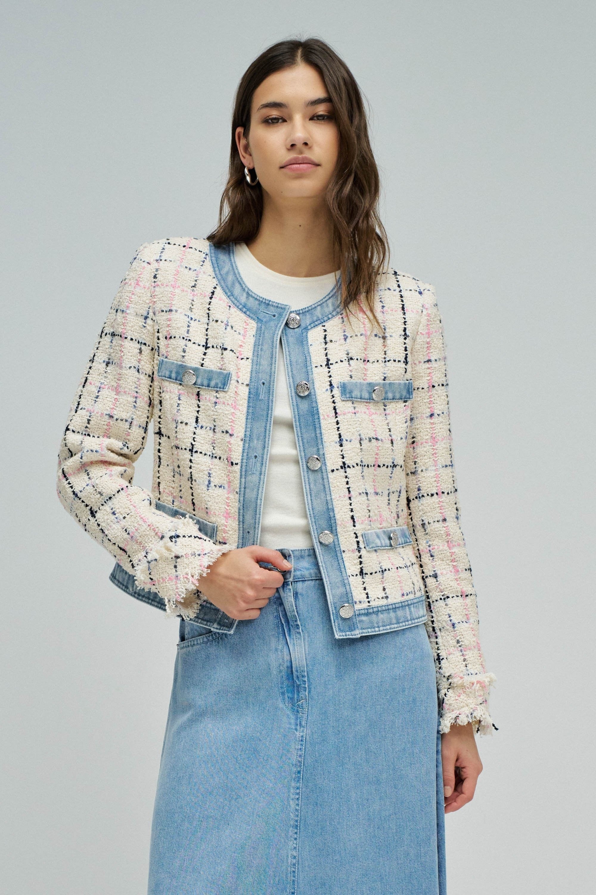Chanel-Style Tweed Jacket in Light Beige V2 Jacken Salsa Jeans