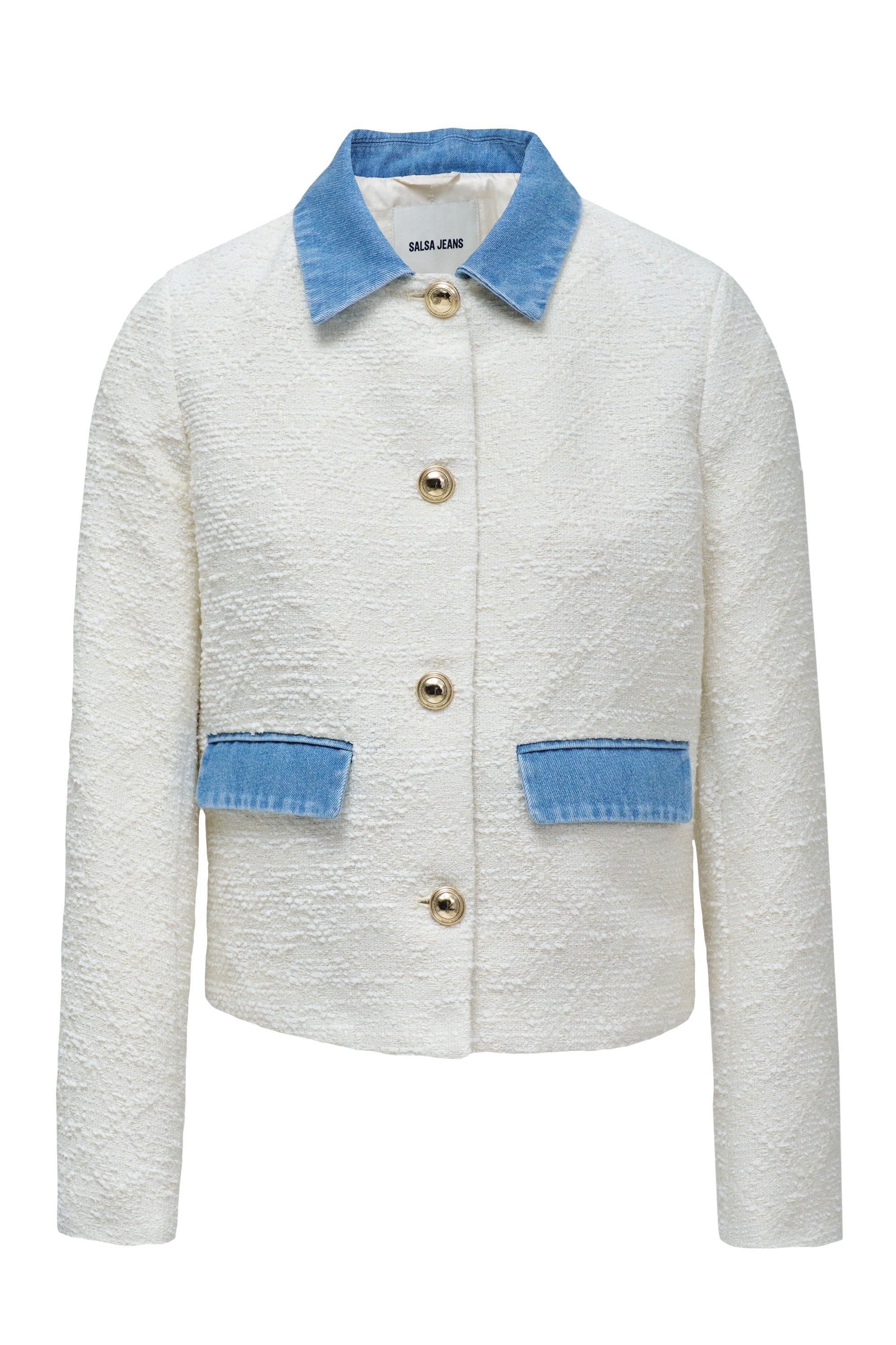 Chanel-Style Tweed Jacket in Light Beige Jacken Salsa Jeans