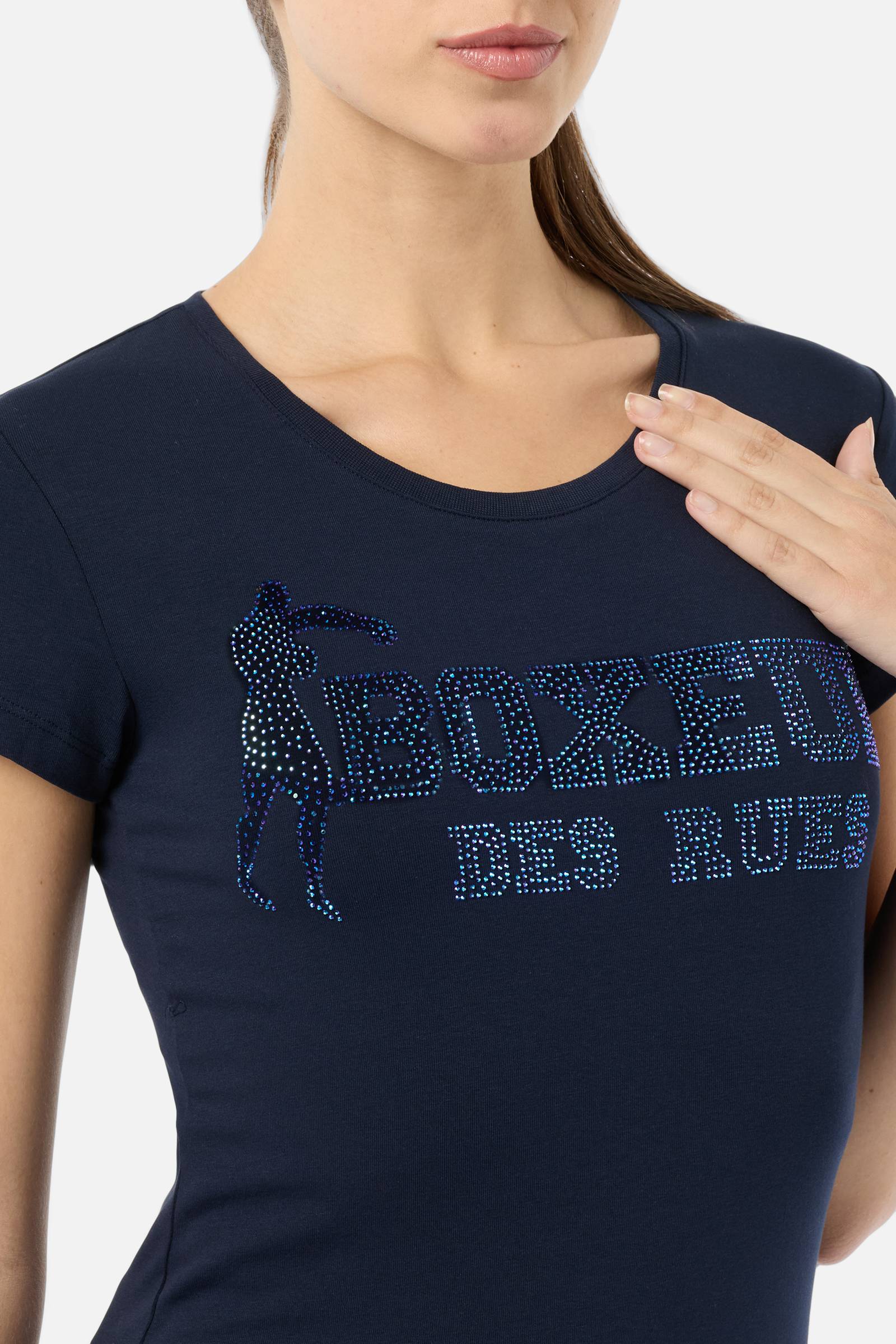 Rhinestone Logo T-Shirt in Midnight T-Shirts Boxeur des Rues