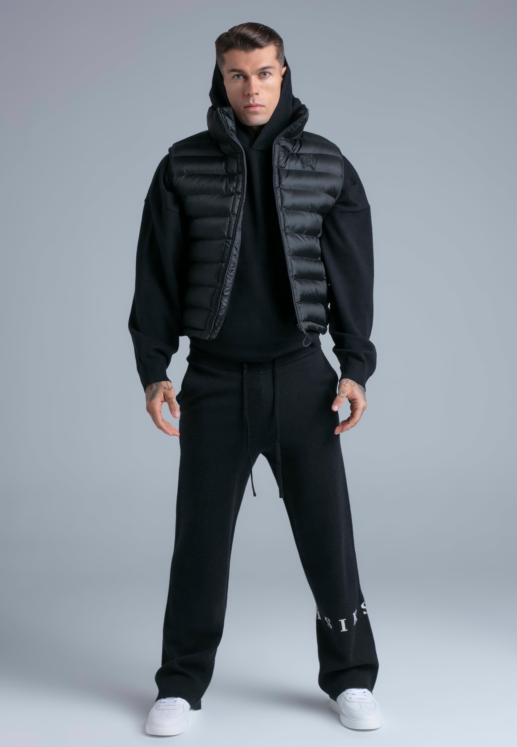 Knitted Track Pants in Black