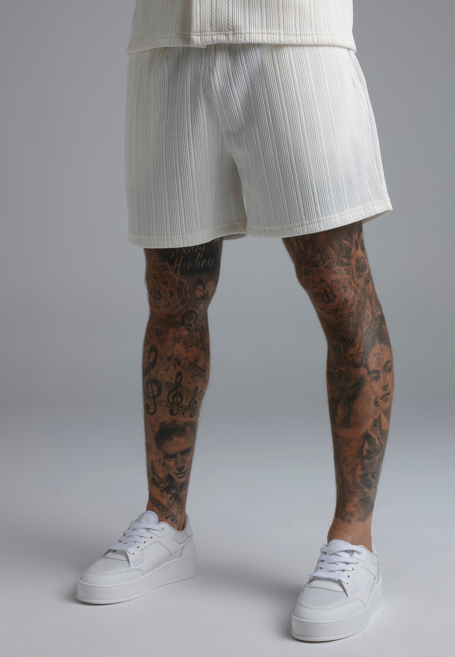 Textured Shorts in Ecru